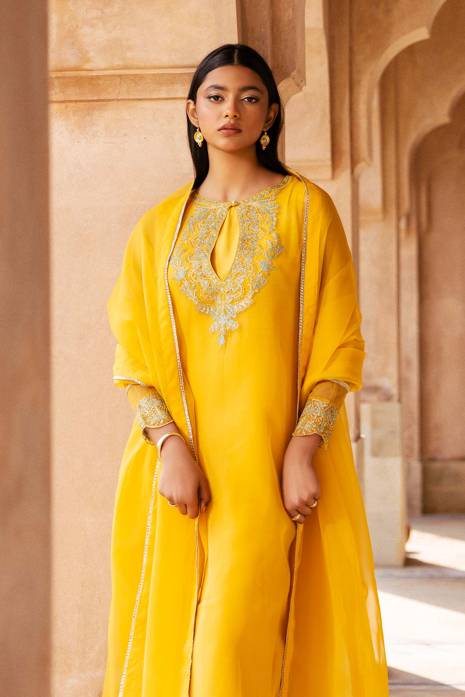 2 Pc Dyed Organza Suit - Image 2