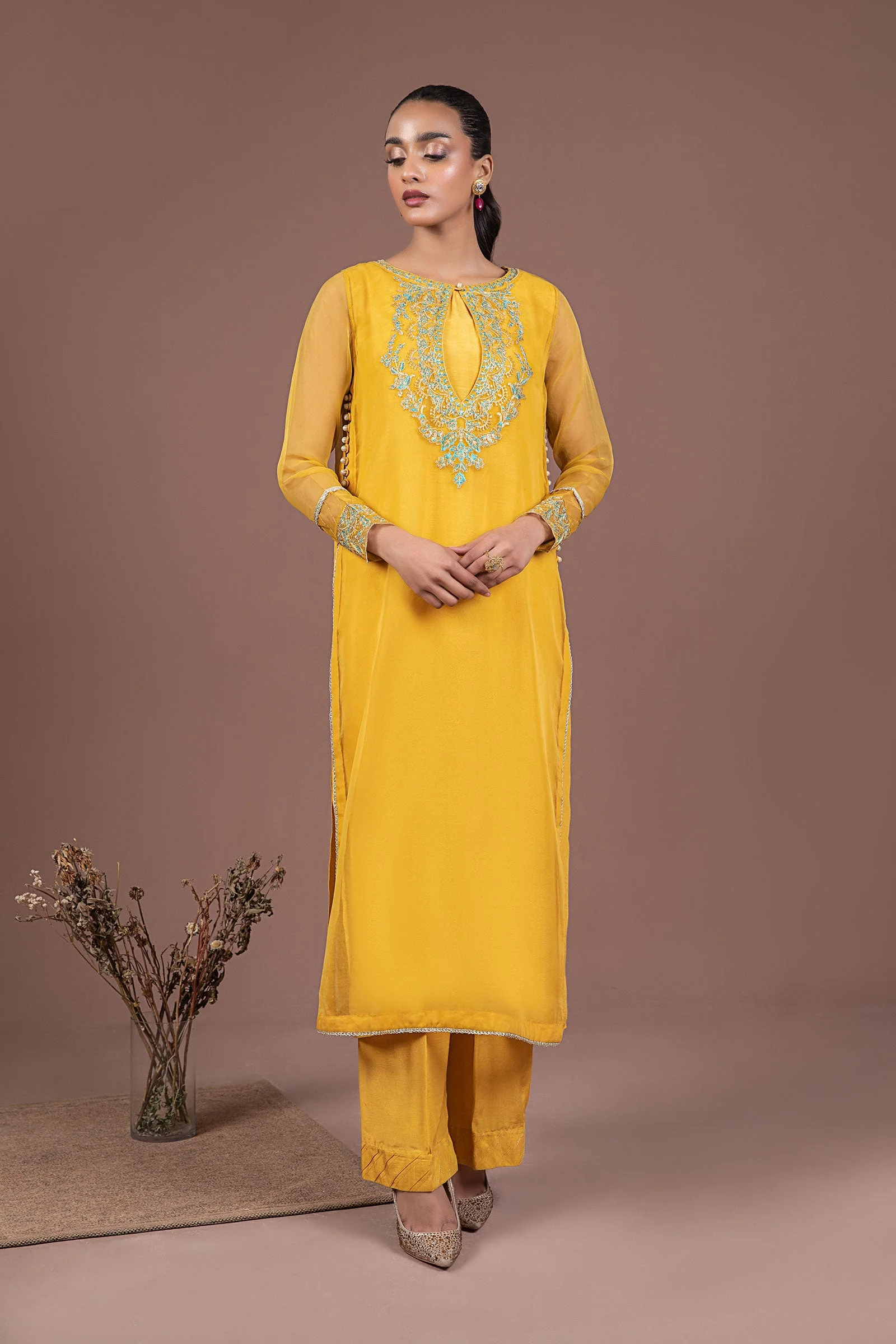 2 Pc Dyed Organza Suit - Image 4