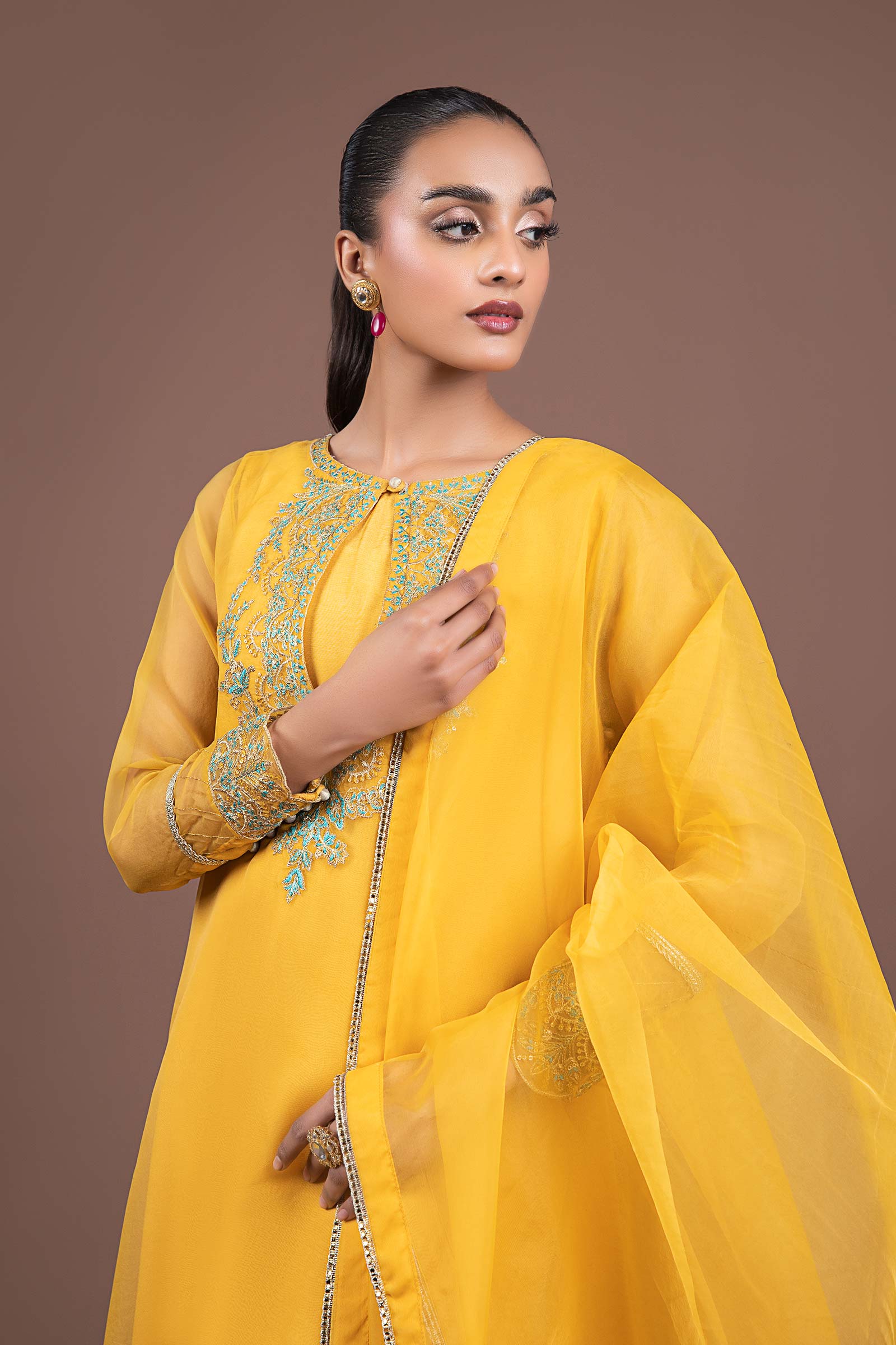 2 Pc Dyed Organza Suit - Image 6