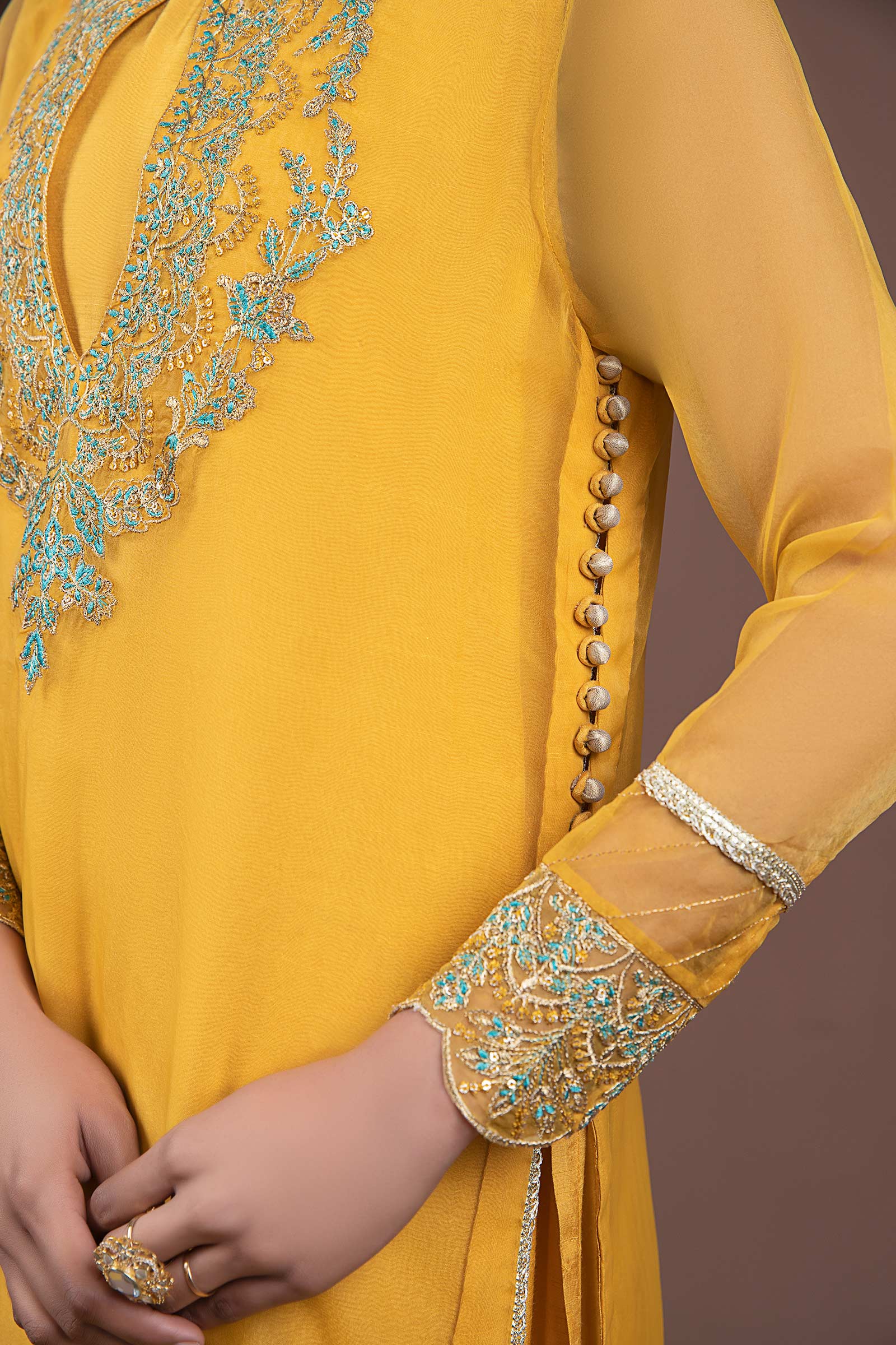 2 Pc Dyed Organza Suit - Image 7