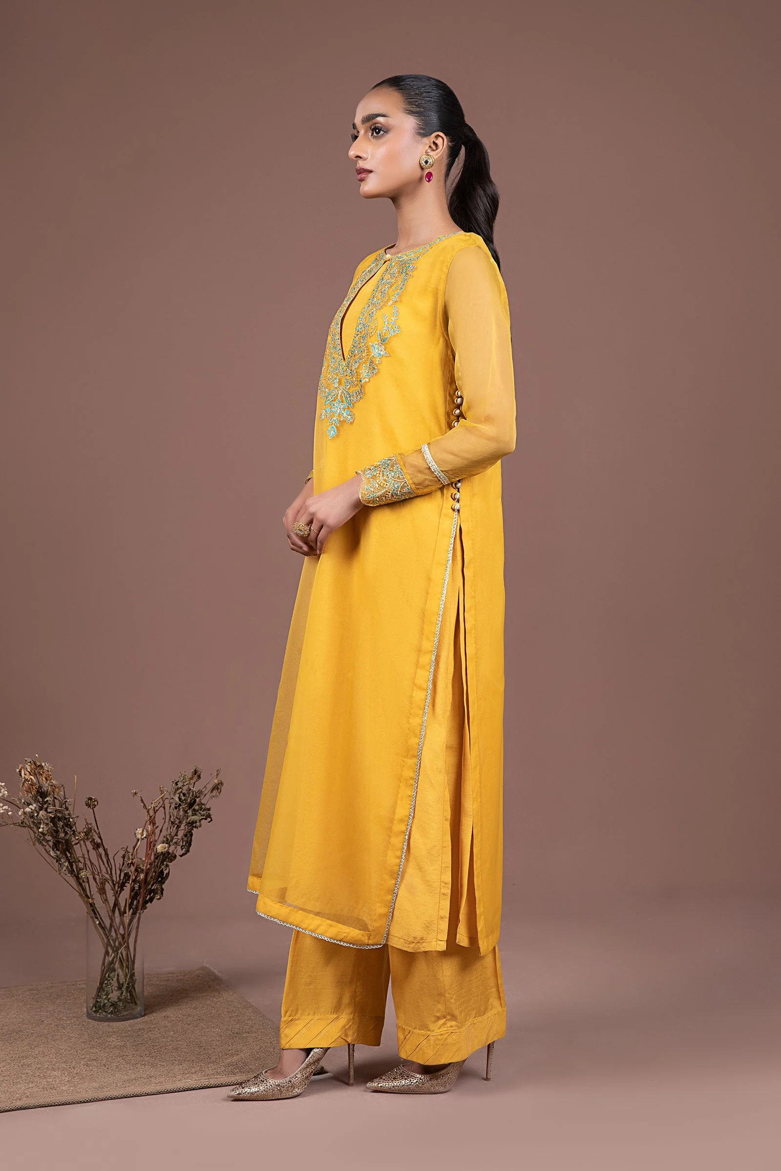 2 Pc Dyed Organza Suit - Image 8