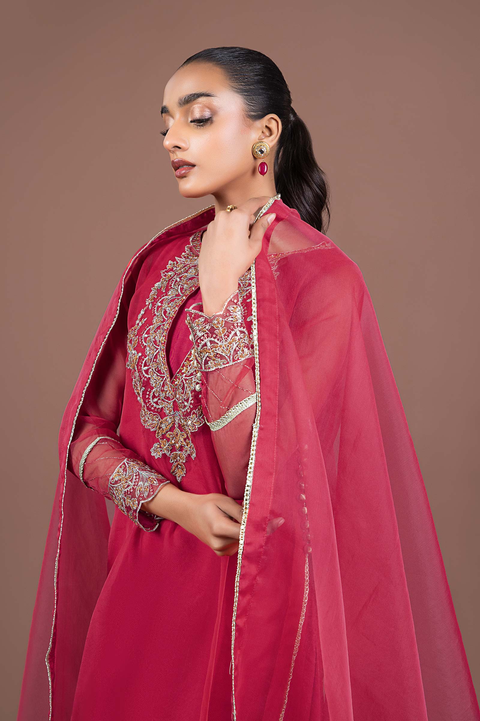 2 Piece Dyed Organza Suit - Image 2