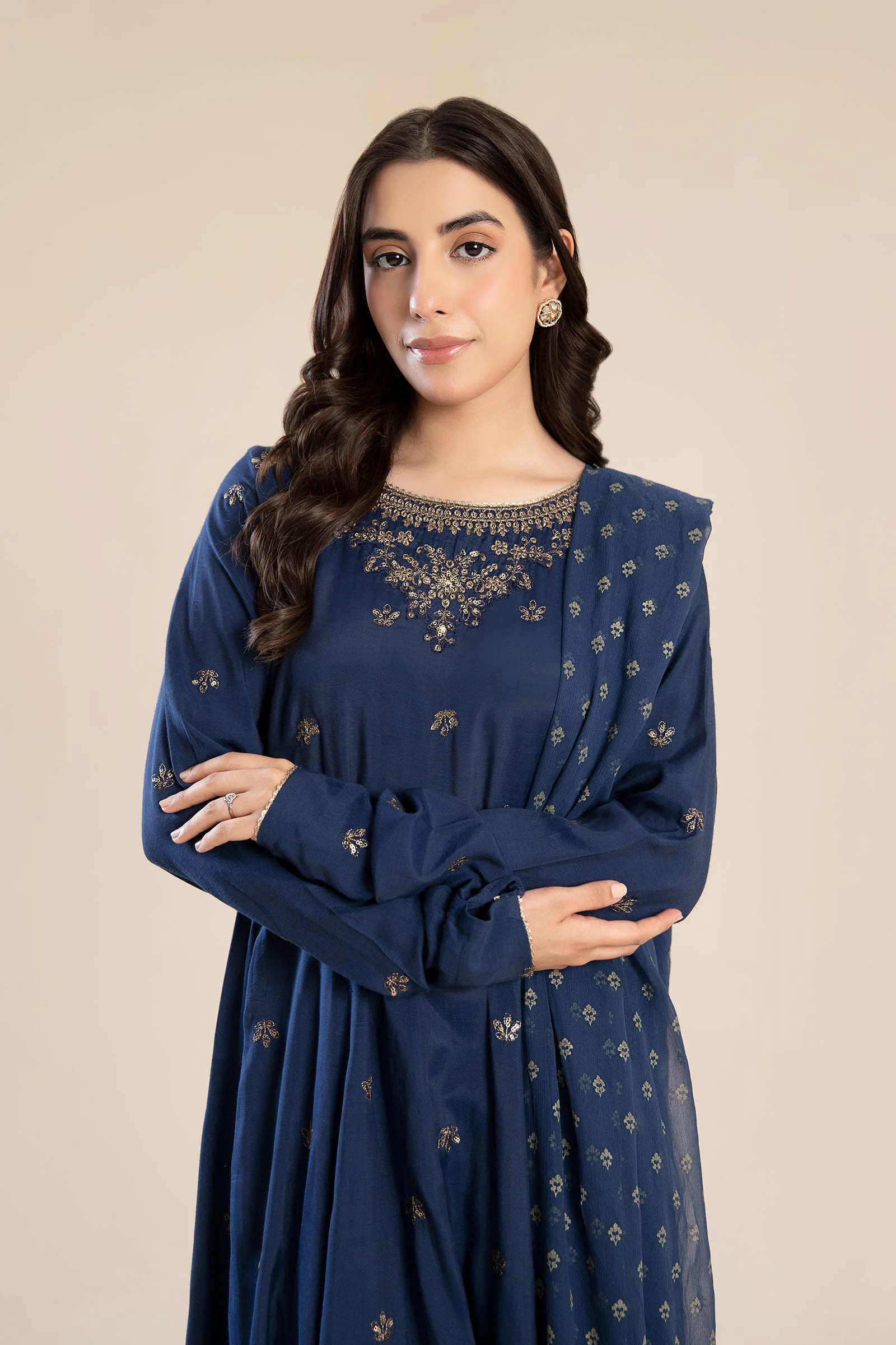 2 Piece Embroidered Raw Silk Suit - Image 2