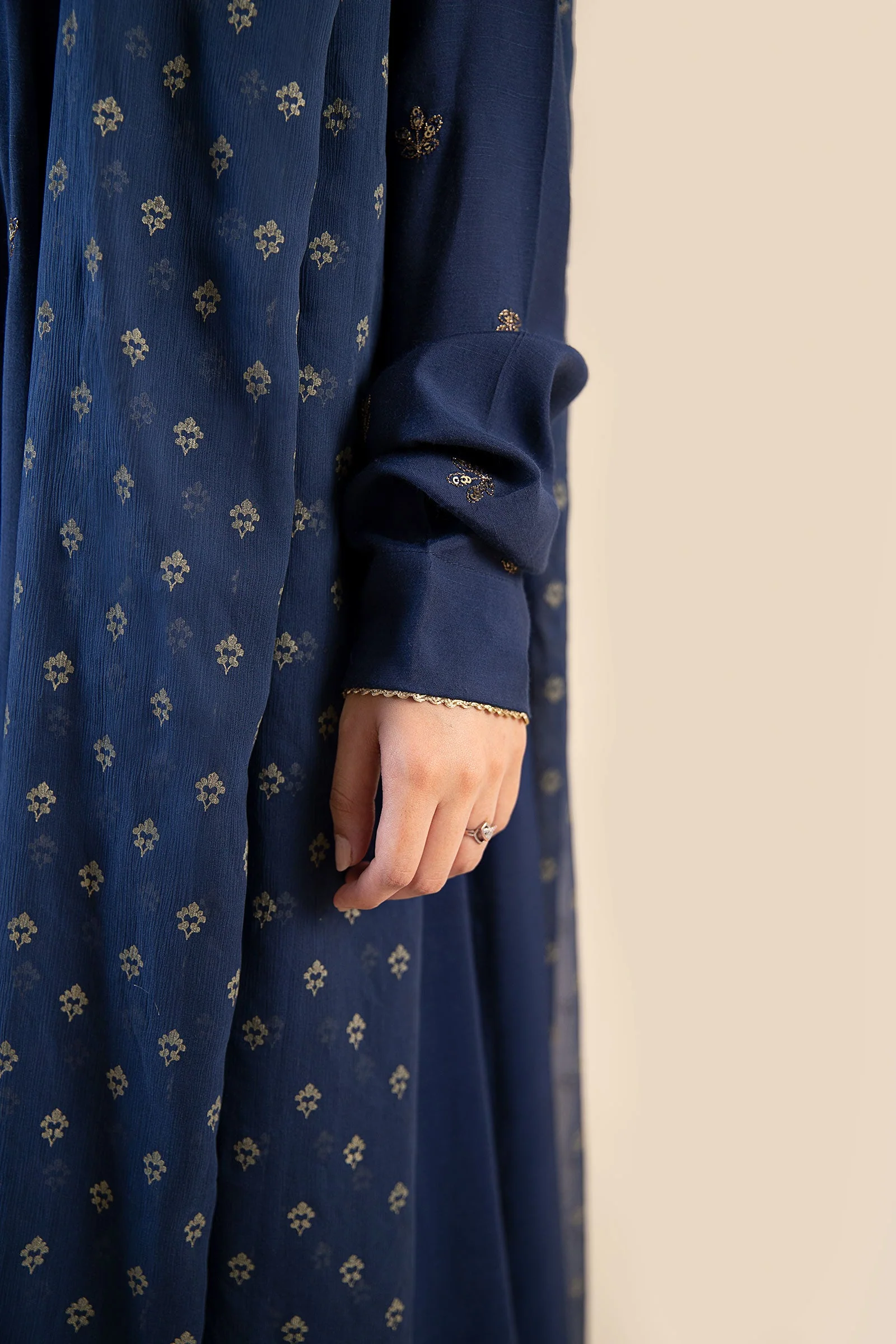 2 Piece Embroidered Raw Silk Suit - Image 3