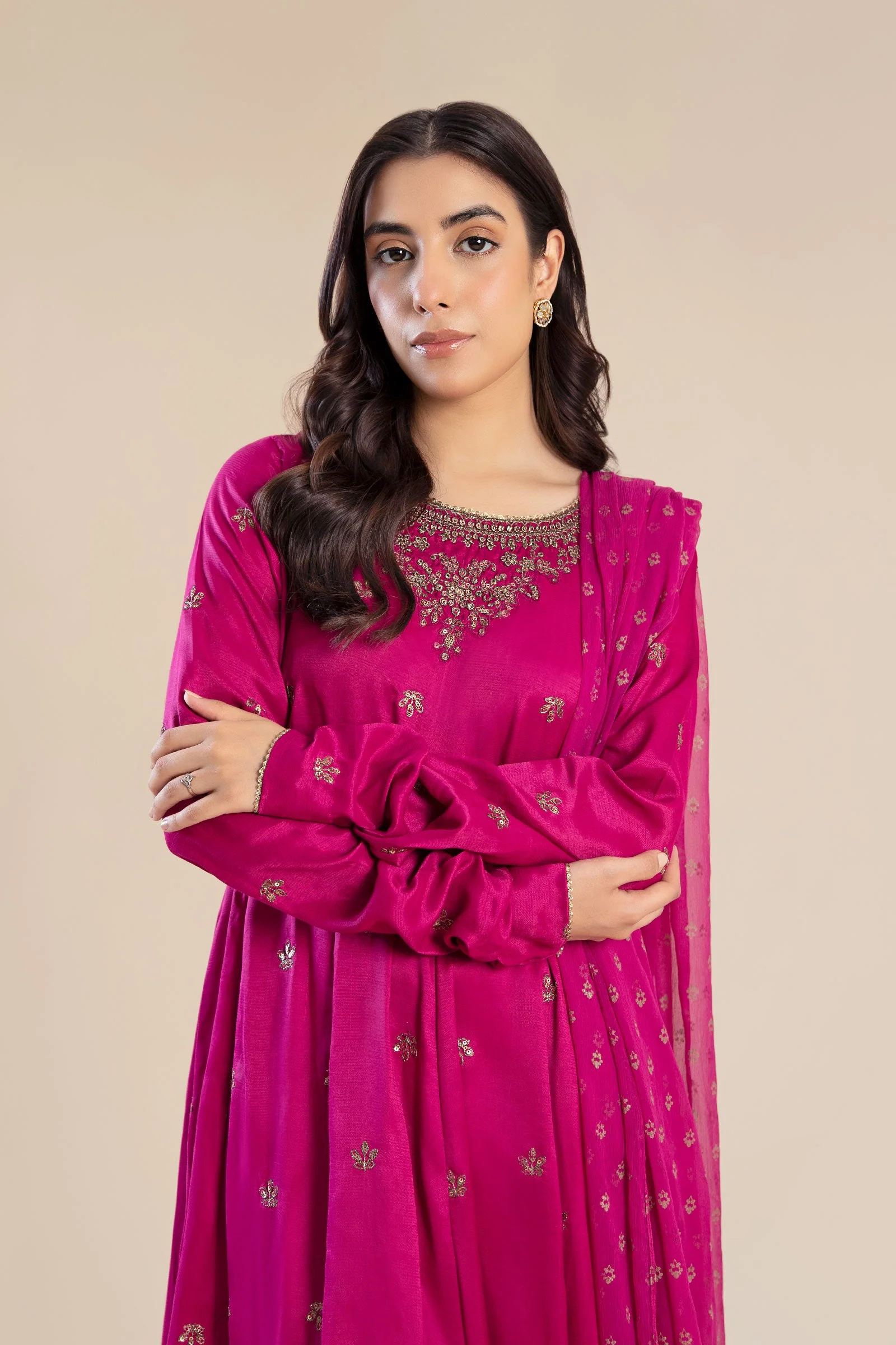2 Piece Embroidered Raw Silk Suit - Image 2