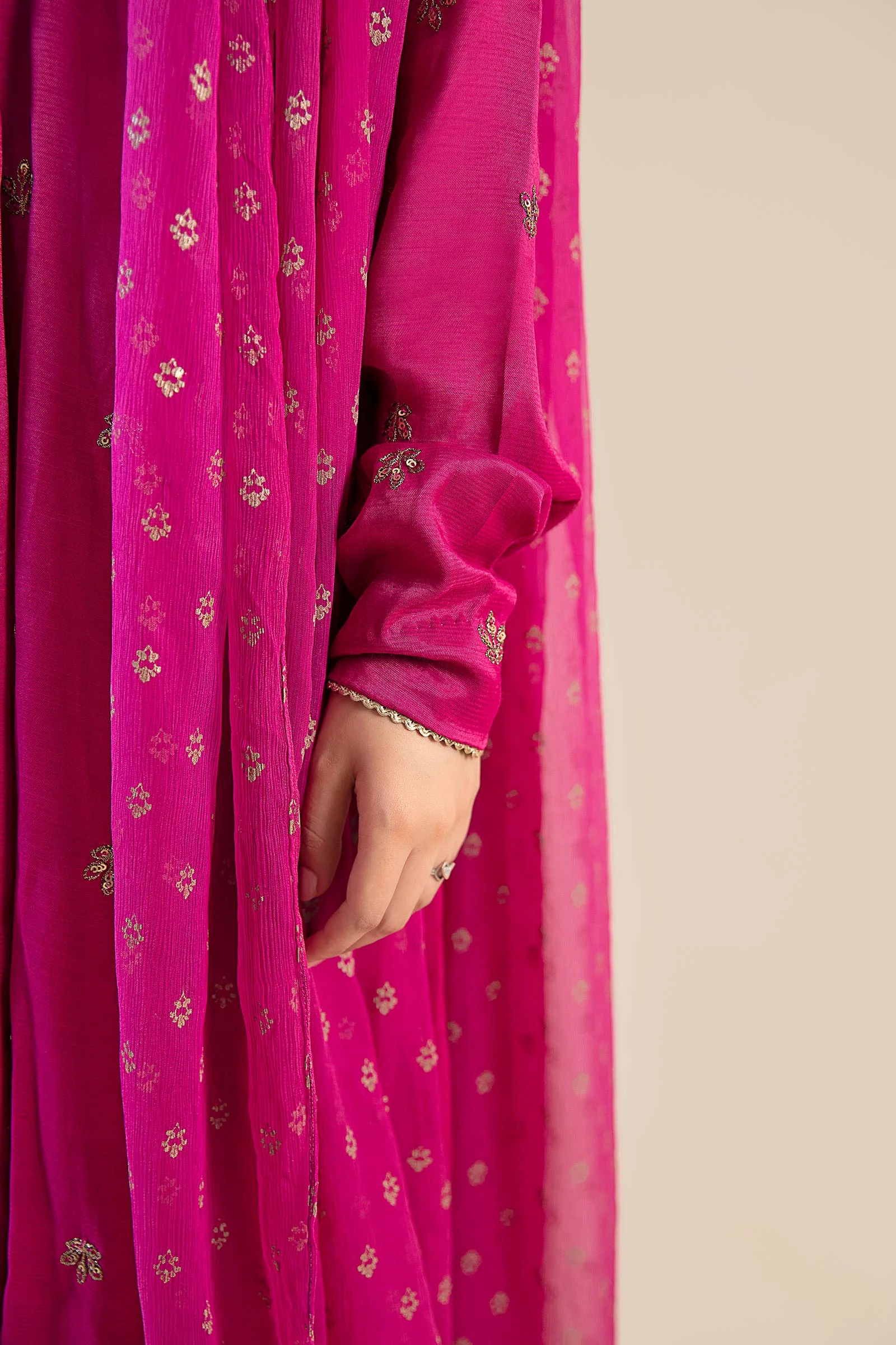 2 Piece Embroidered Raw Silk Suit - Image 3
