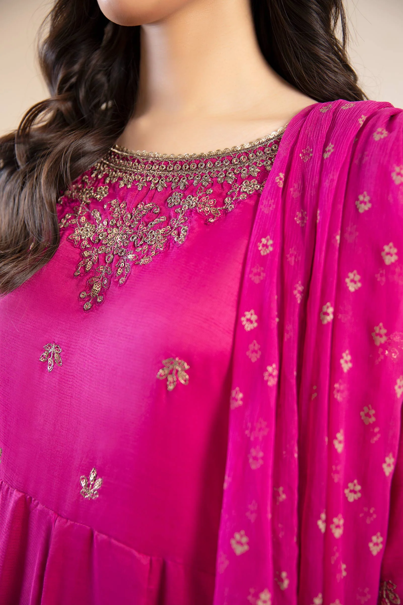 2 Piece Embroidered Raw Silk Suit - Image 4
