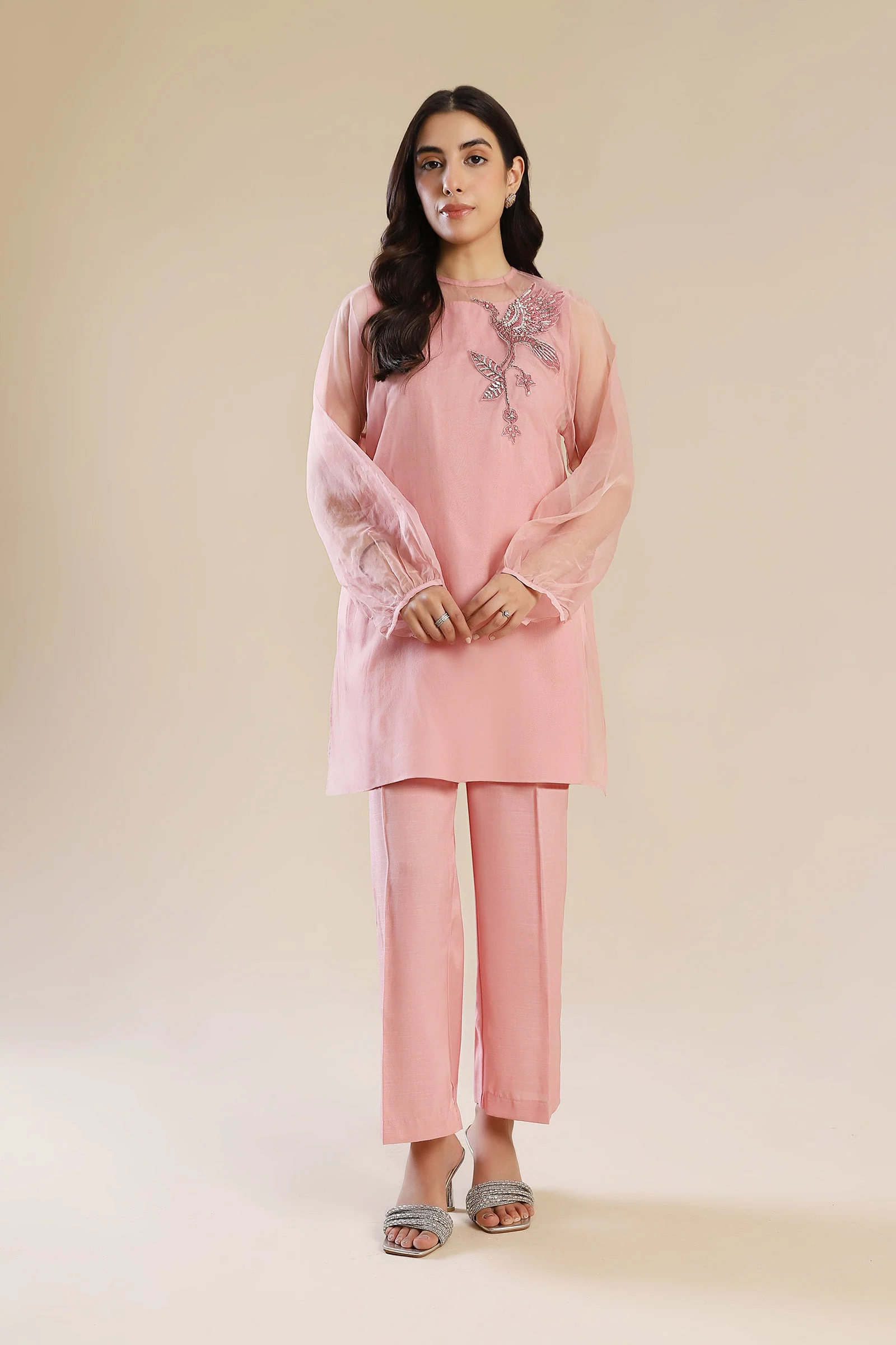 2 Piece Embroidered Poly Organza Suit