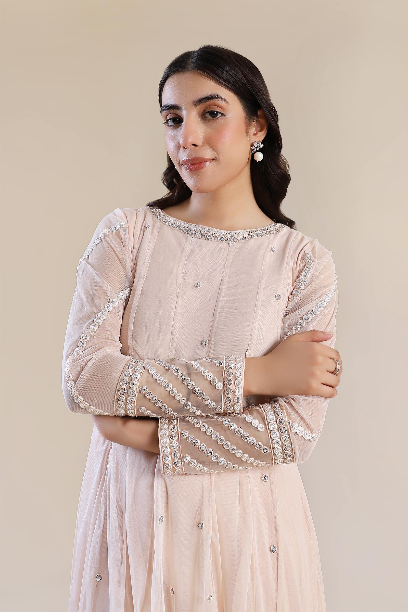 3 Piece Embroidered Poly Net Suit - Image 2