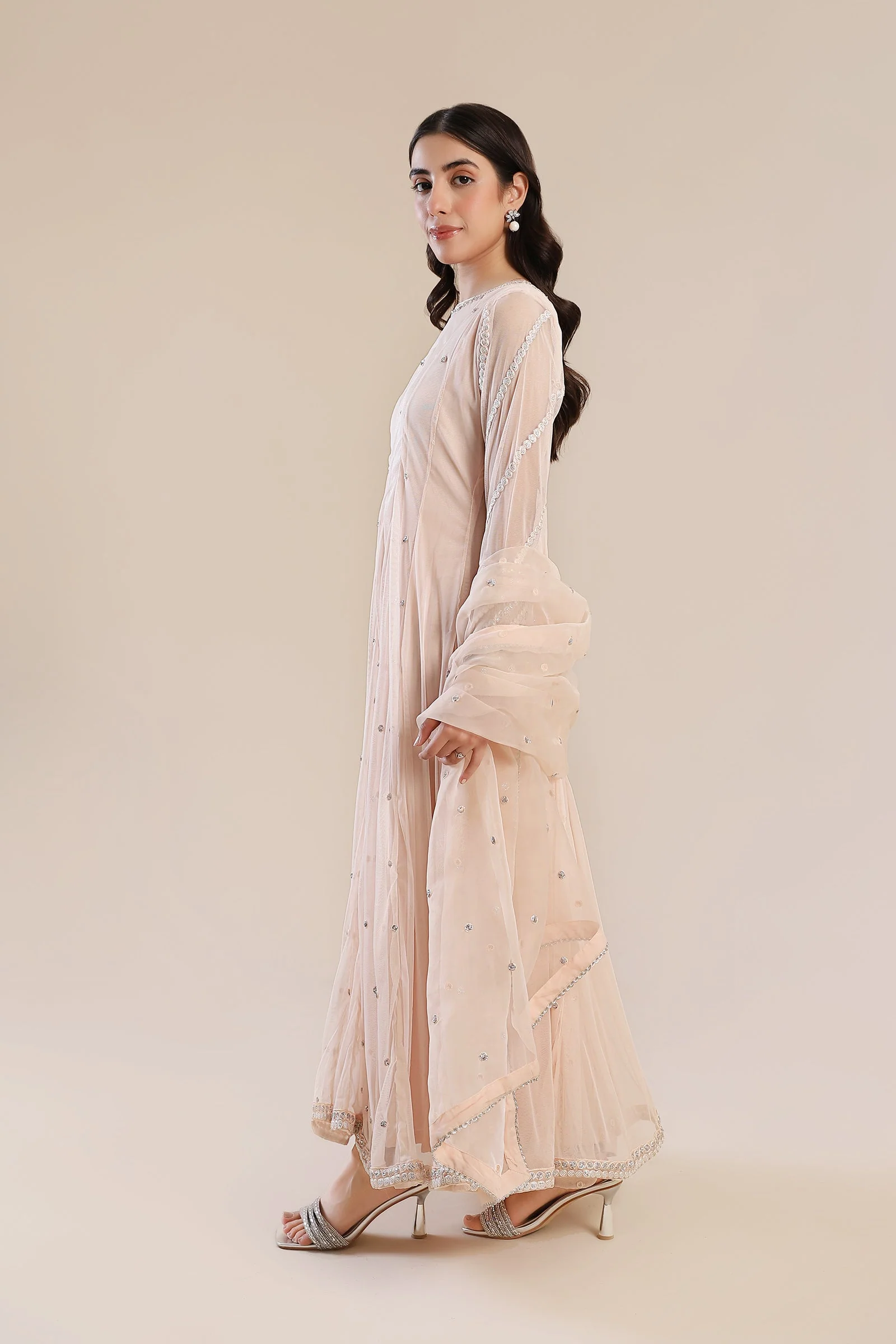 3 Piece Embroidered Poly Net Suit - Image 5
