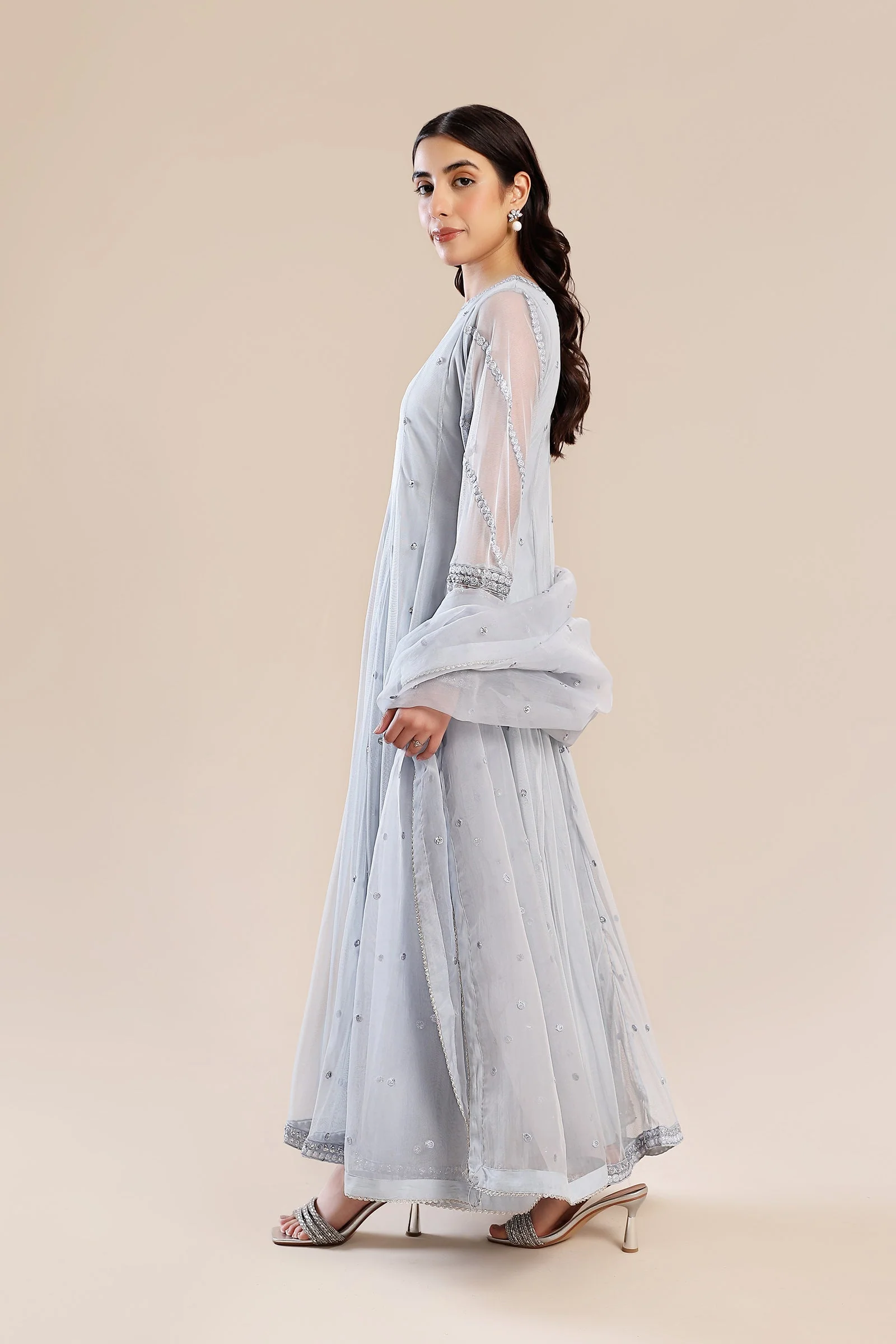 3 Piece Embroidered Poly Net Suit - Image 8
