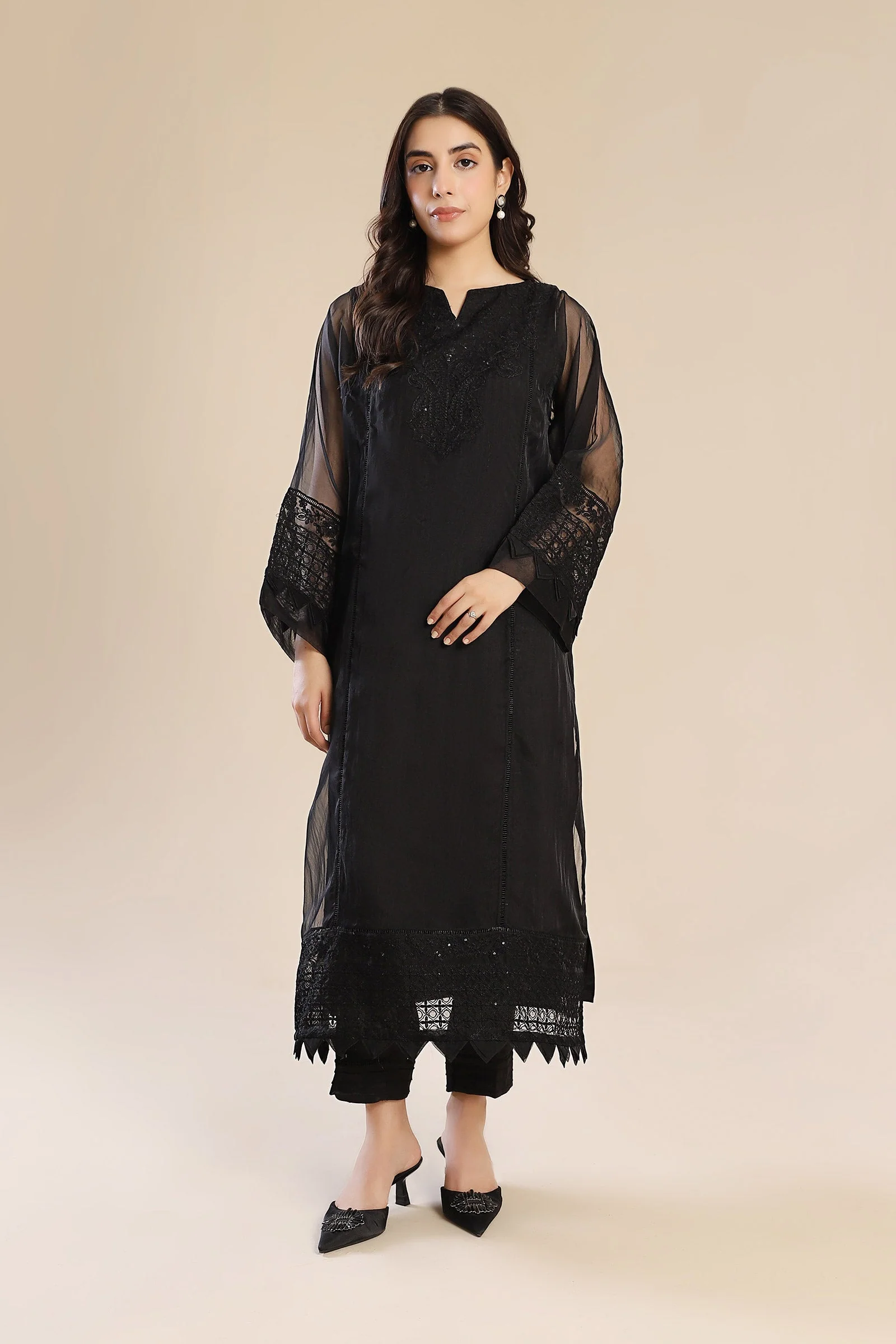 3 Piece Embroidered Organza Suit - Image 4