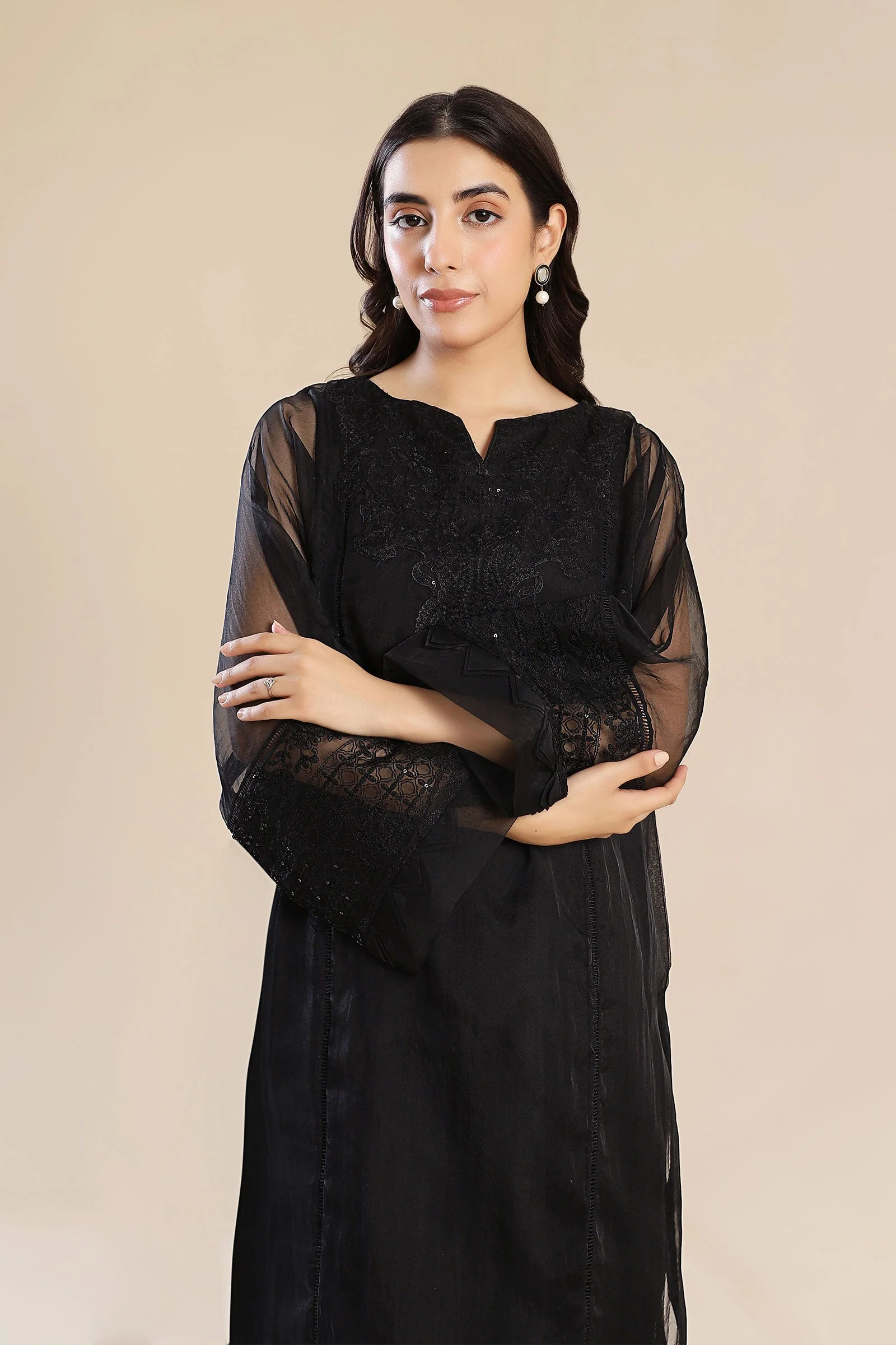 3 Piece Embroidered Organza Suit - Image 5