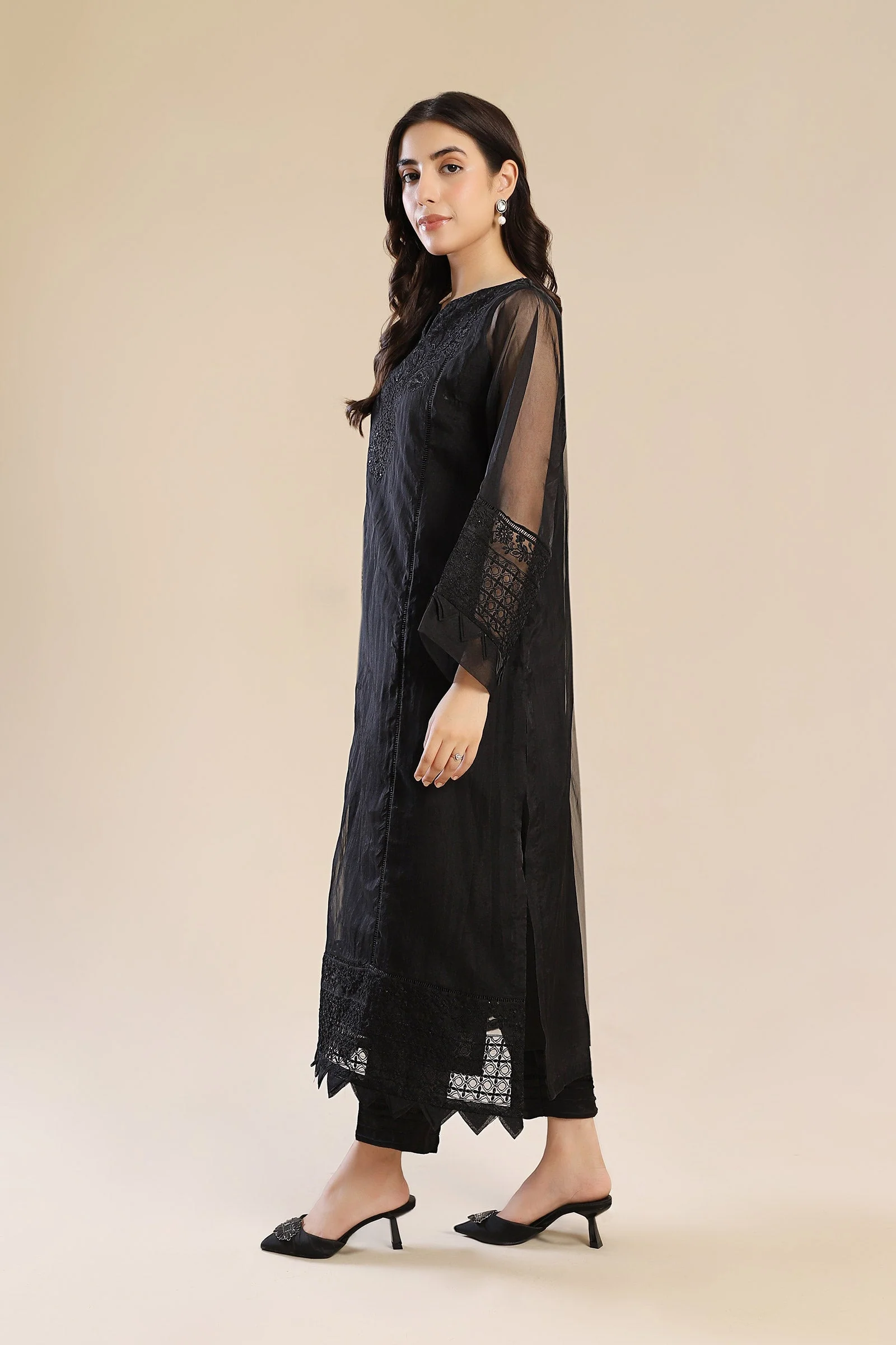 3 Piece Embroidered Organza Suit - Image 9