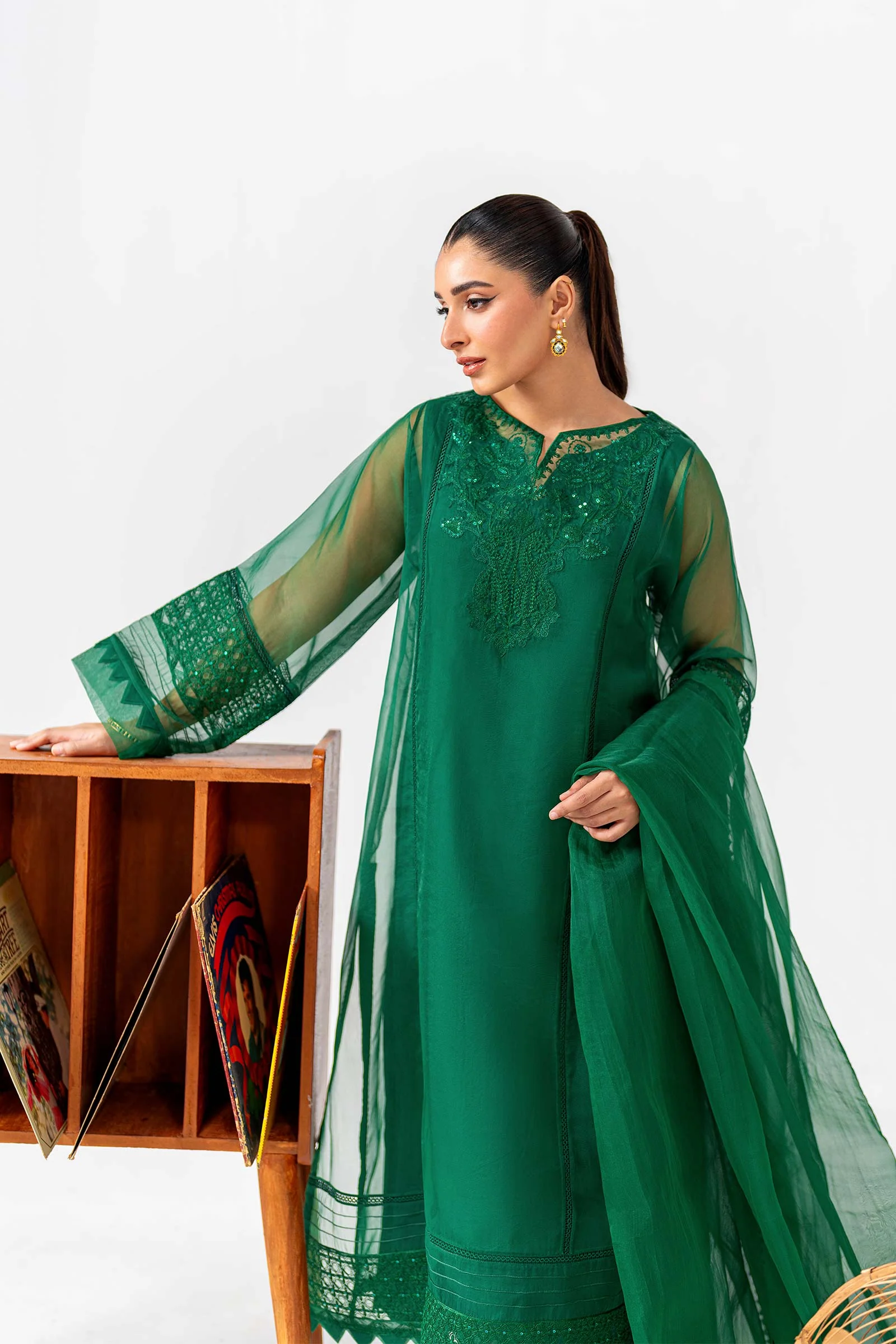 3 Piece Embroidered Organza Suit - Image 2