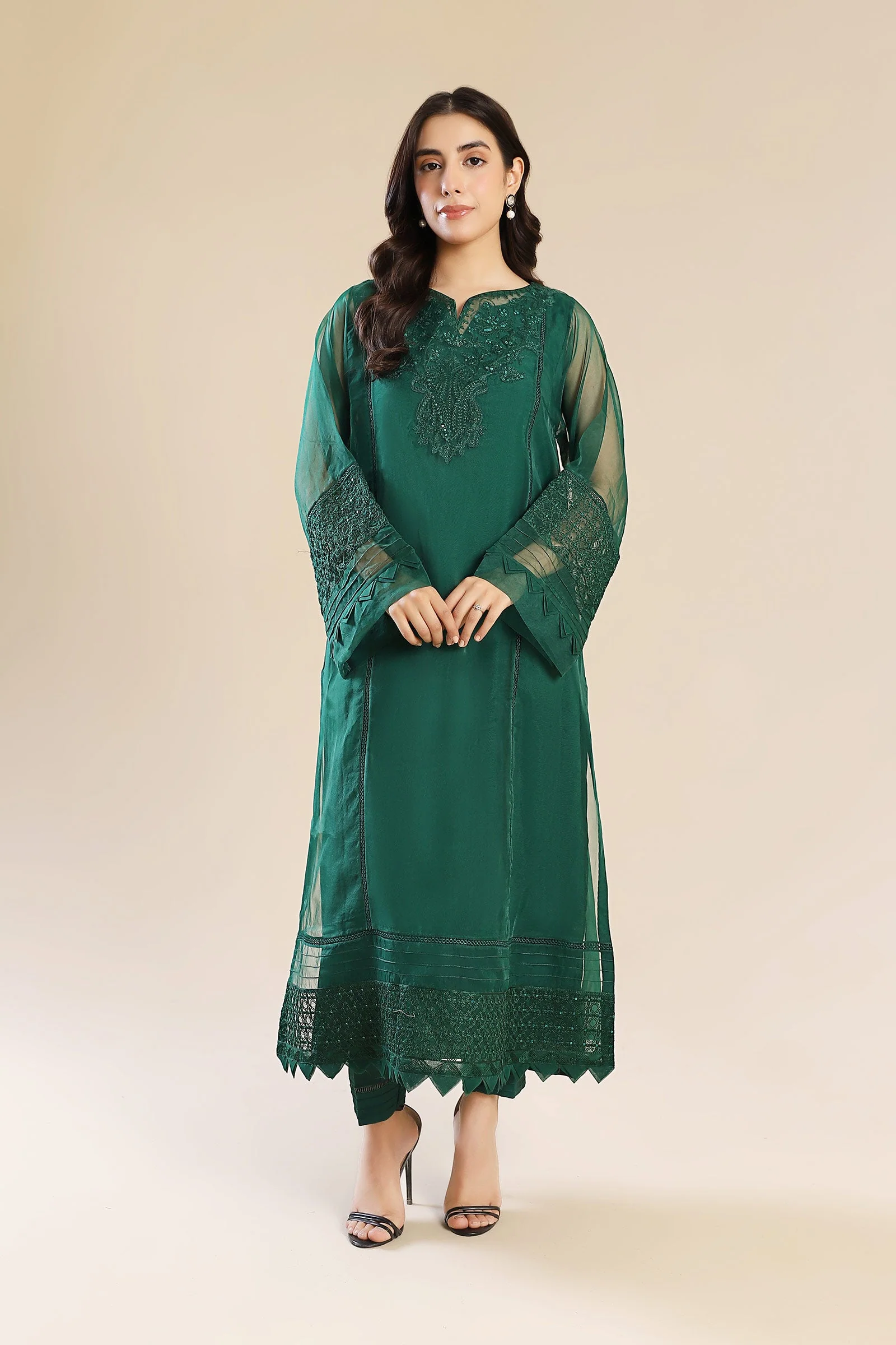 3 Piece Embroidered Organza Suit - Image 4