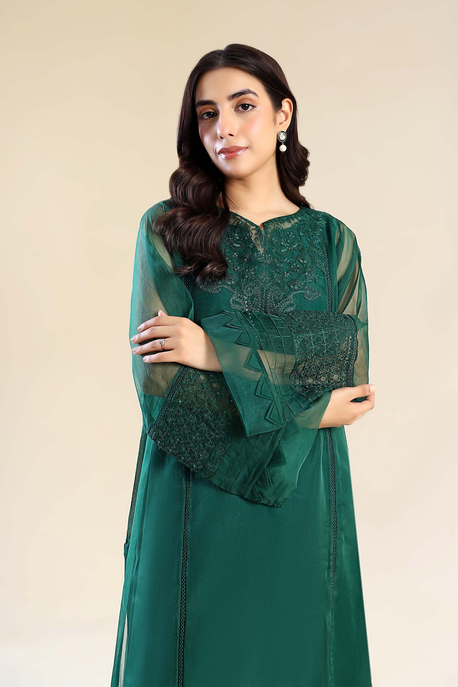 3 Piece Embroidered Organza Suit - Image 5
