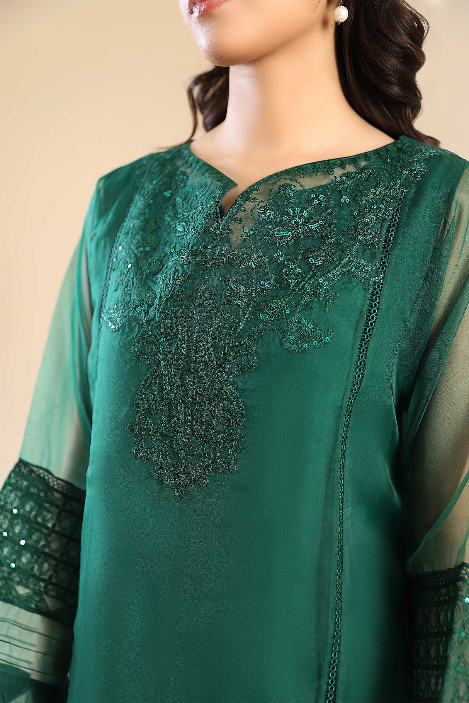 3 Piece Embroidered Organza Suit - Image 8