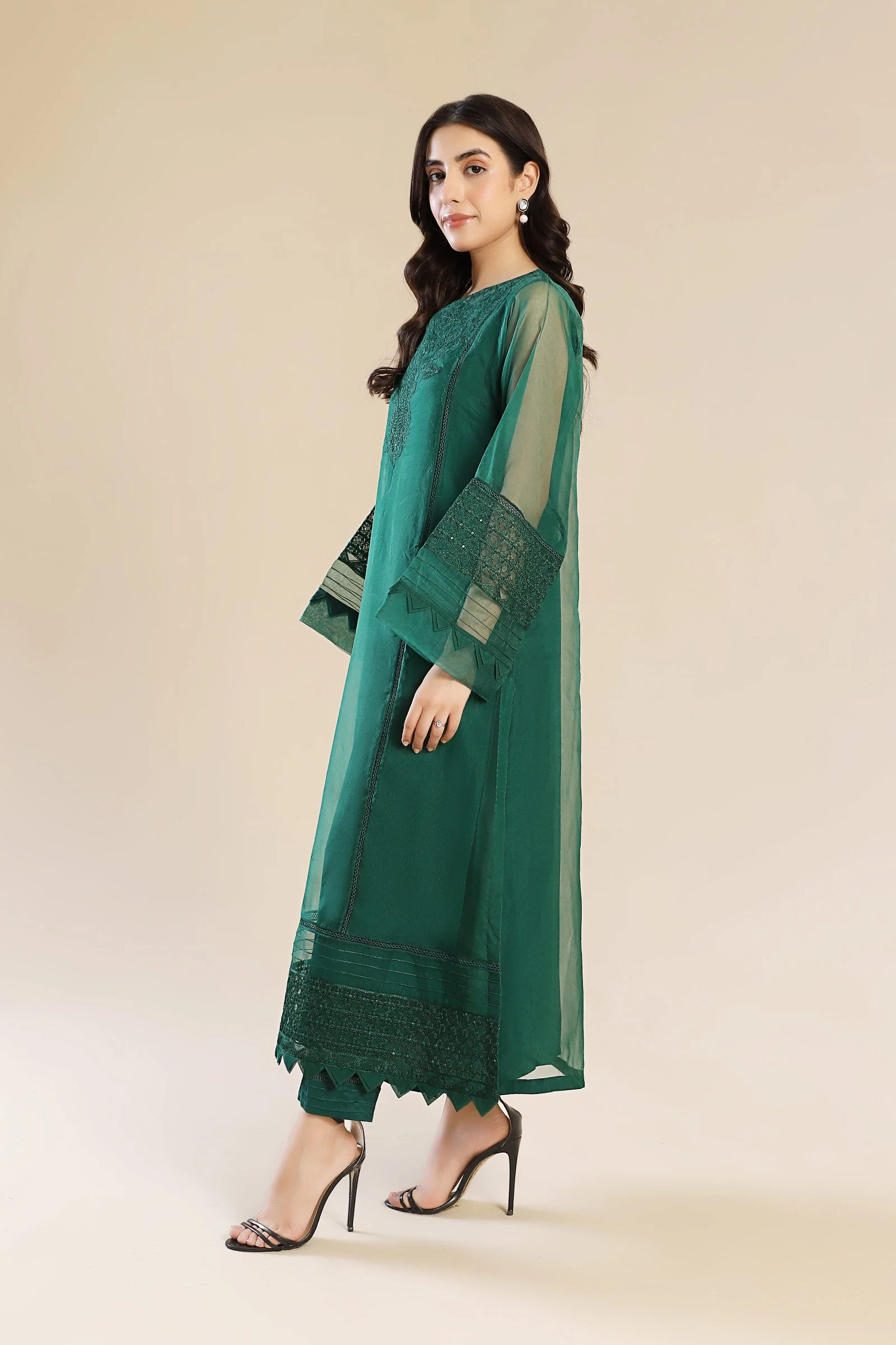 3 Piece Embroidered Organza Suit - Image 9