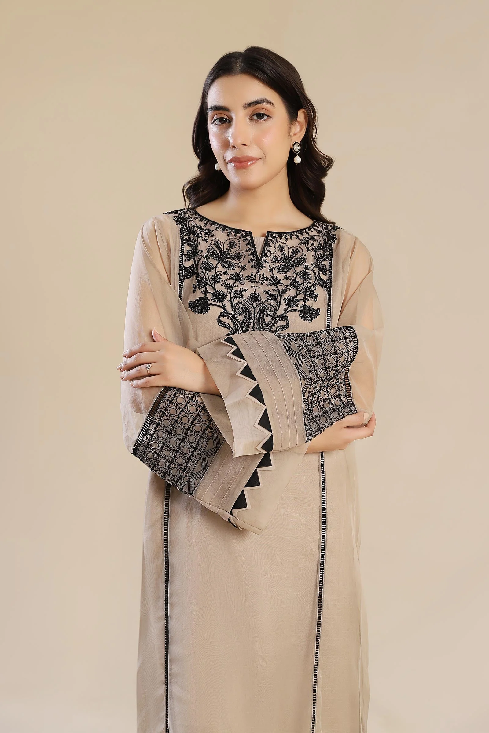 3 Piece Embroidered Organza Suit - Image 6