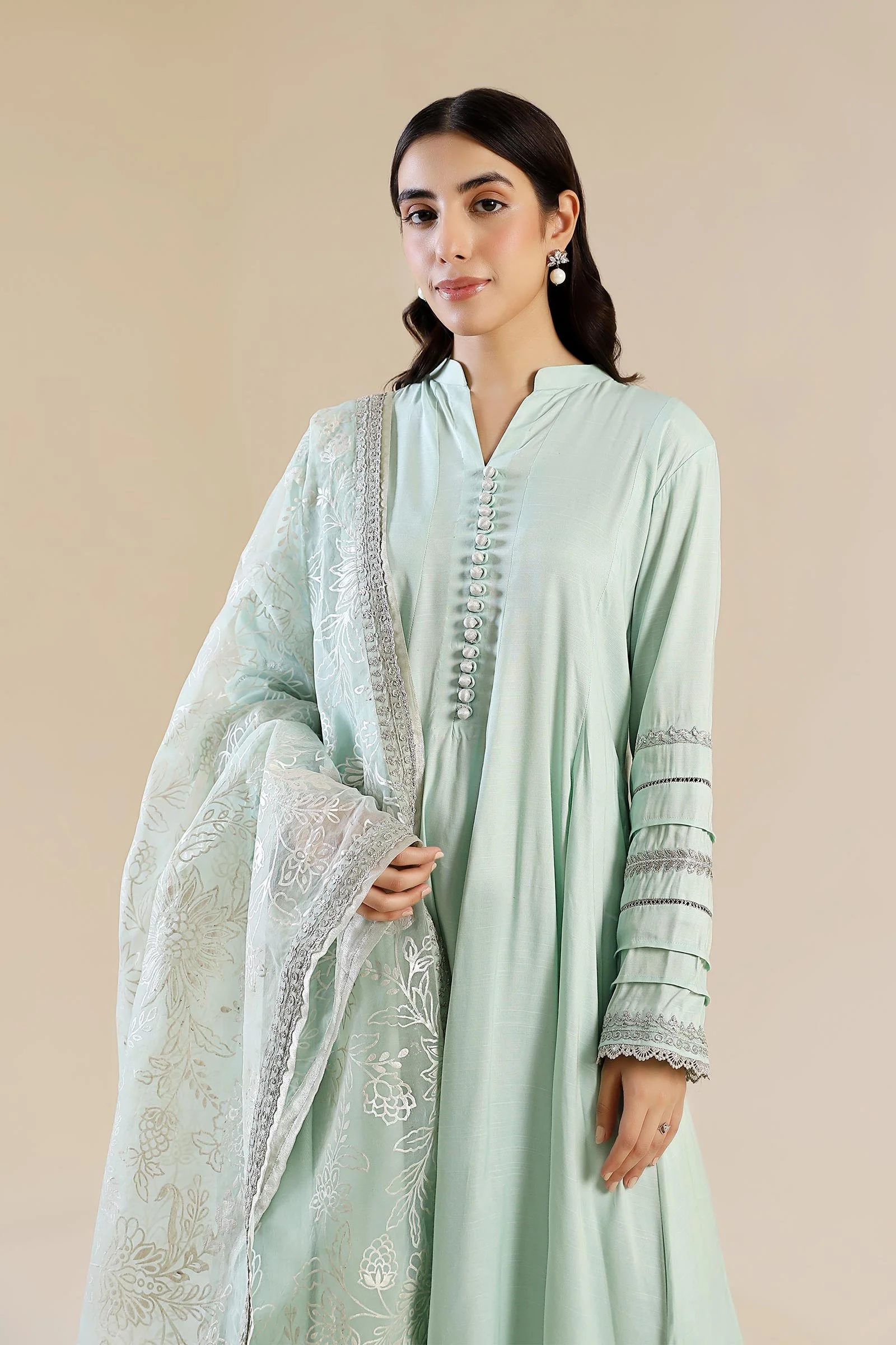 2 Pc Embroidered Raw Silk Suit - Image 2