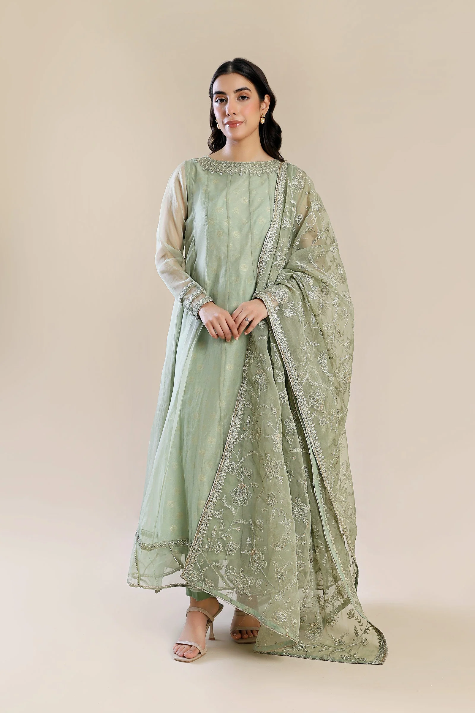 2 Pc Embroidered Organza Suit