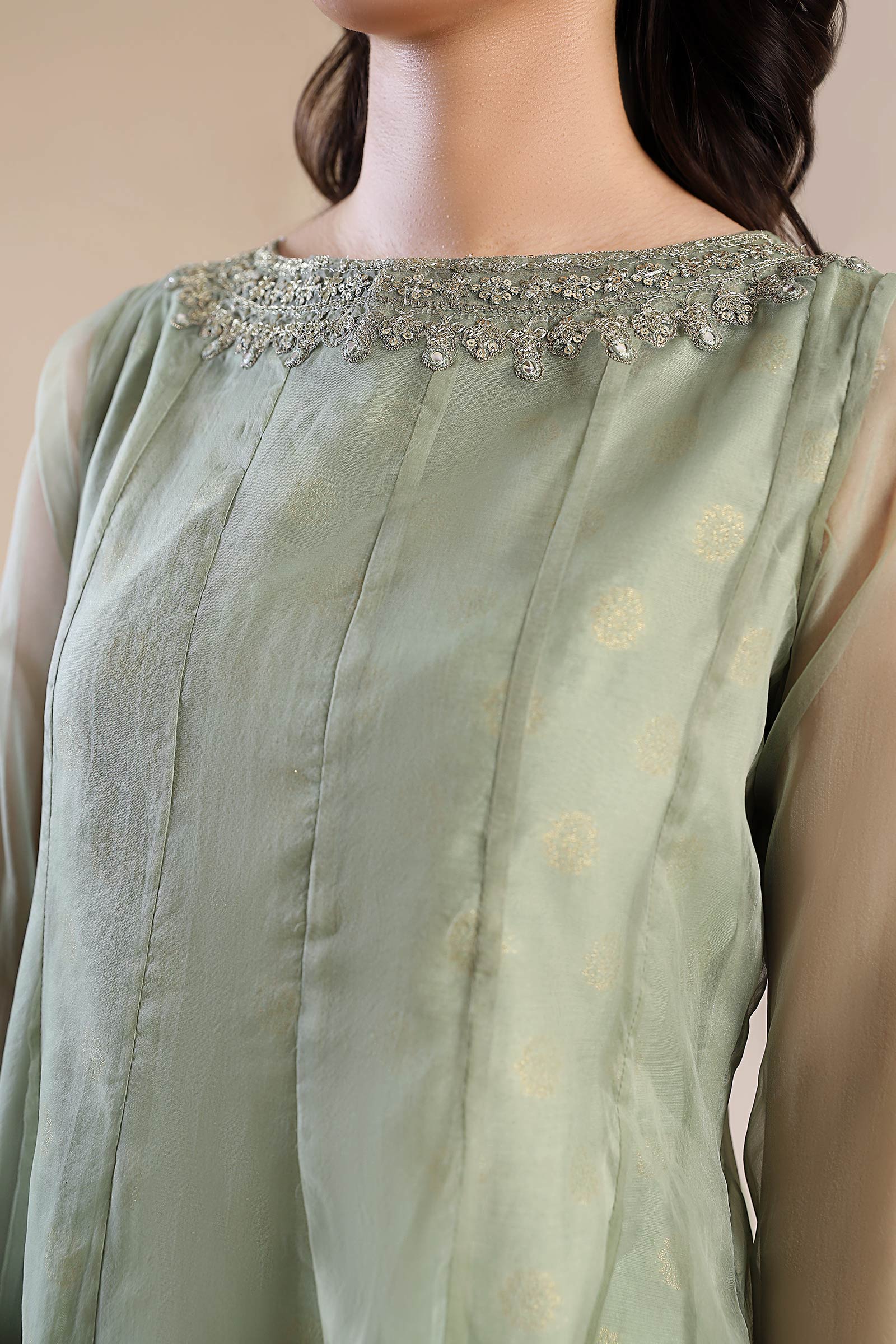 2 Pc Embroidered Organza Suit - Image 5
