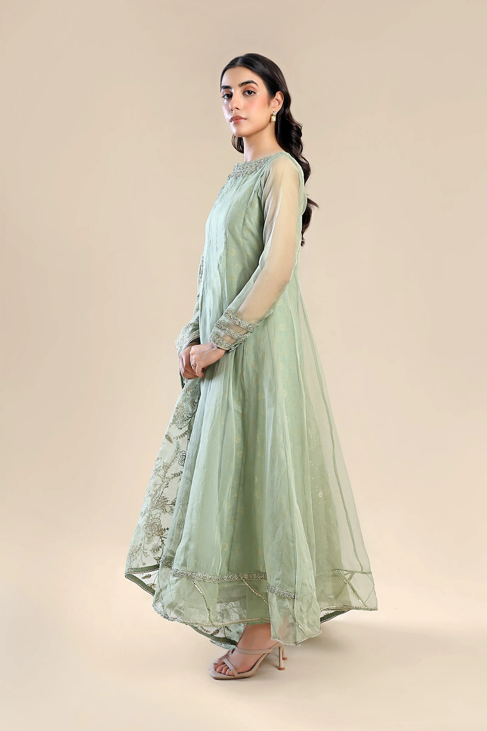 2 Pc Embroidered Organza Suit - Image 6