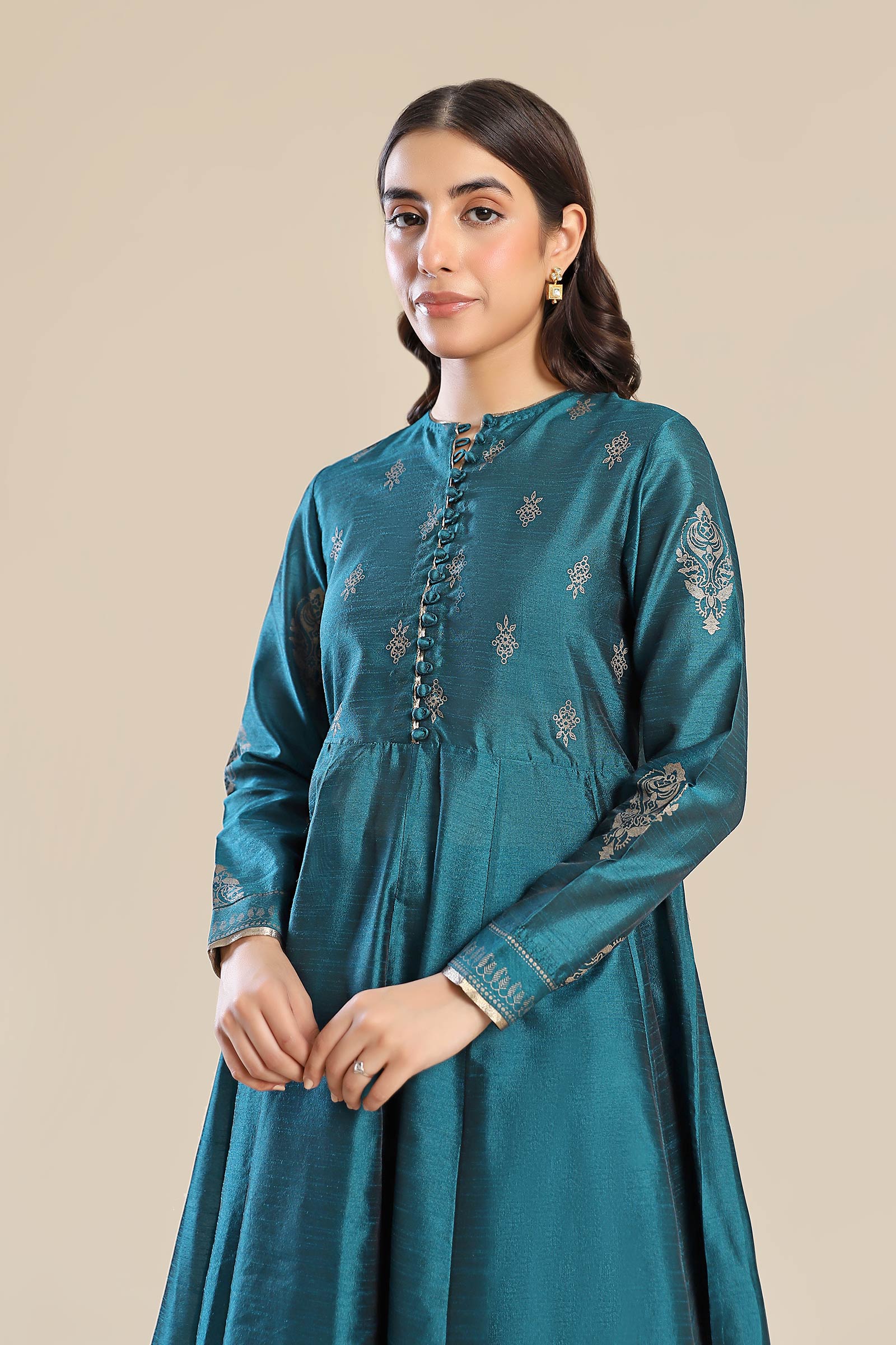 3 Pc Printed Raw Silk Suit - Image 4