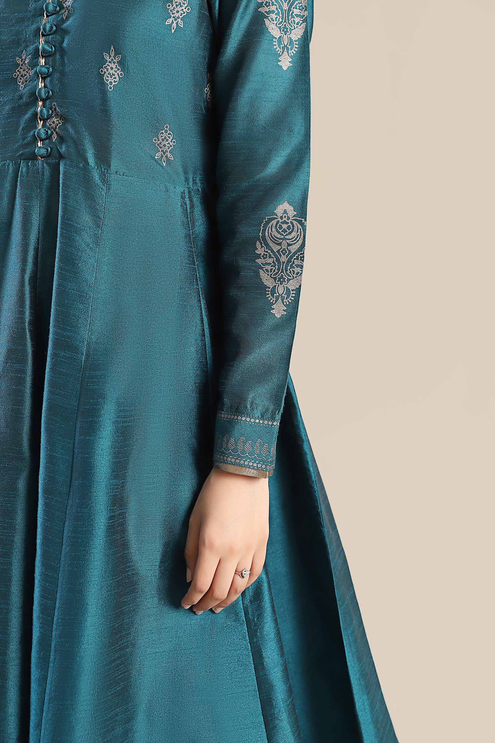 3 Pc Printed Raw Silk Suit - Image 5