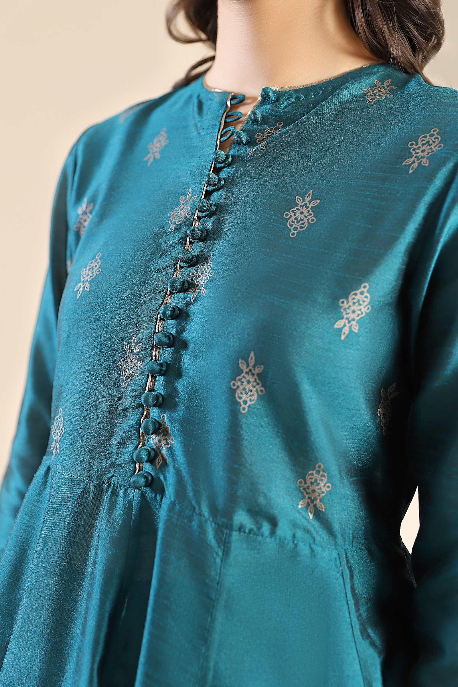 3 Pc Printed Raw Silk Suit - Image 6