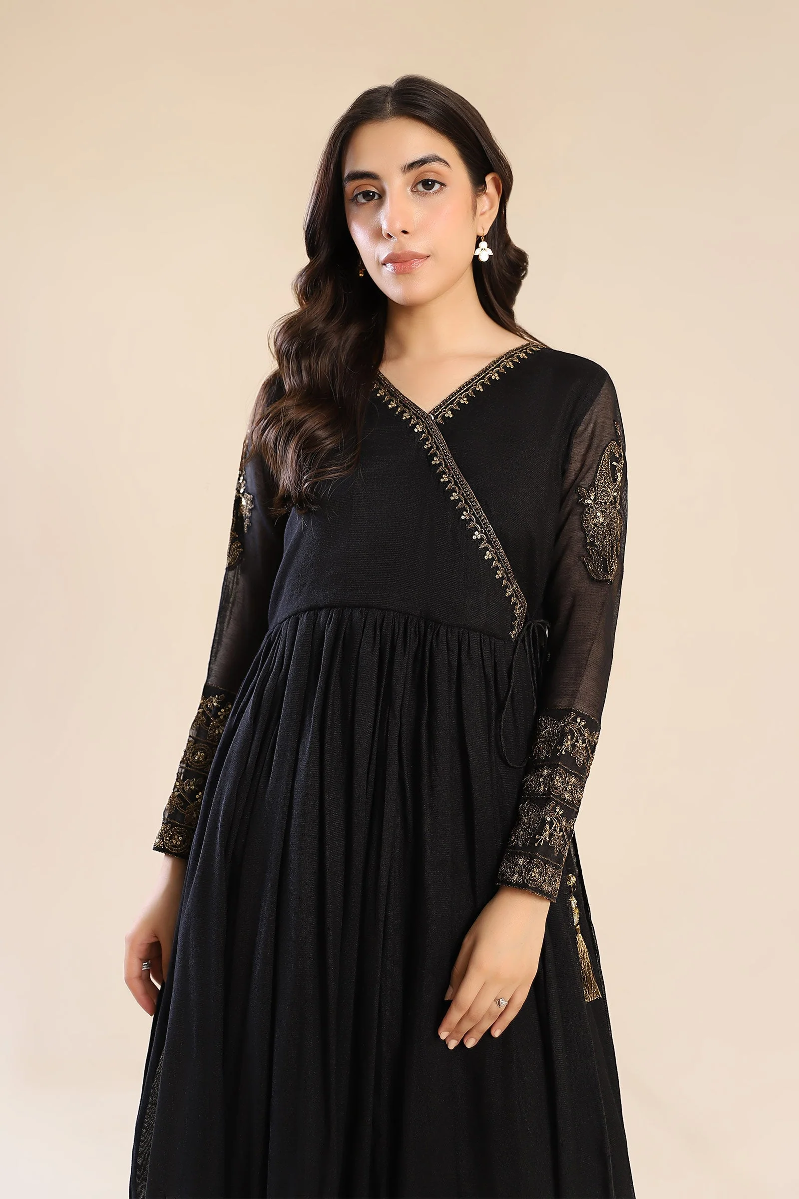 Embroidered Cotton Net Angrakha - Image 2