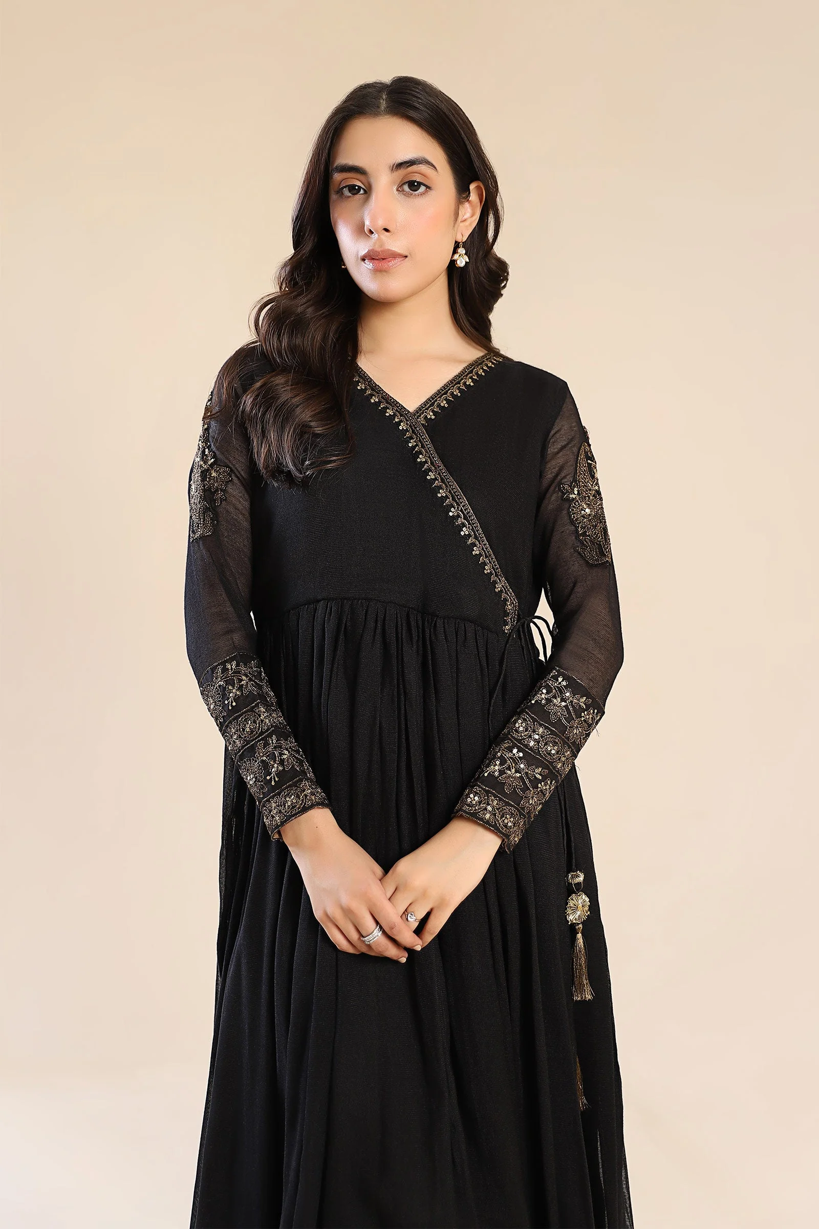Embroidered Cotton Net Angrakha - Image 3
