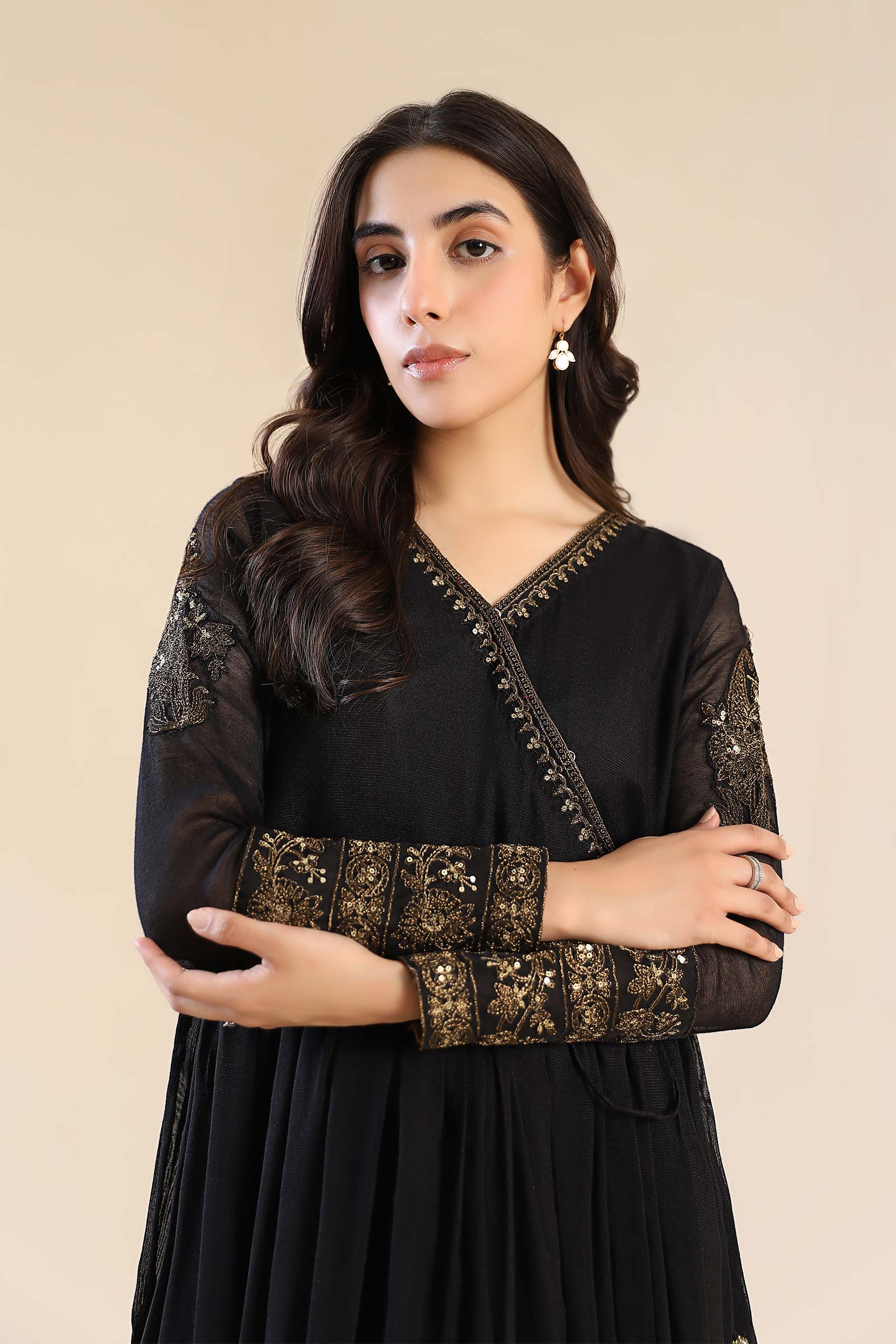 Embroidered Cotton Net Angrakha - Image 4