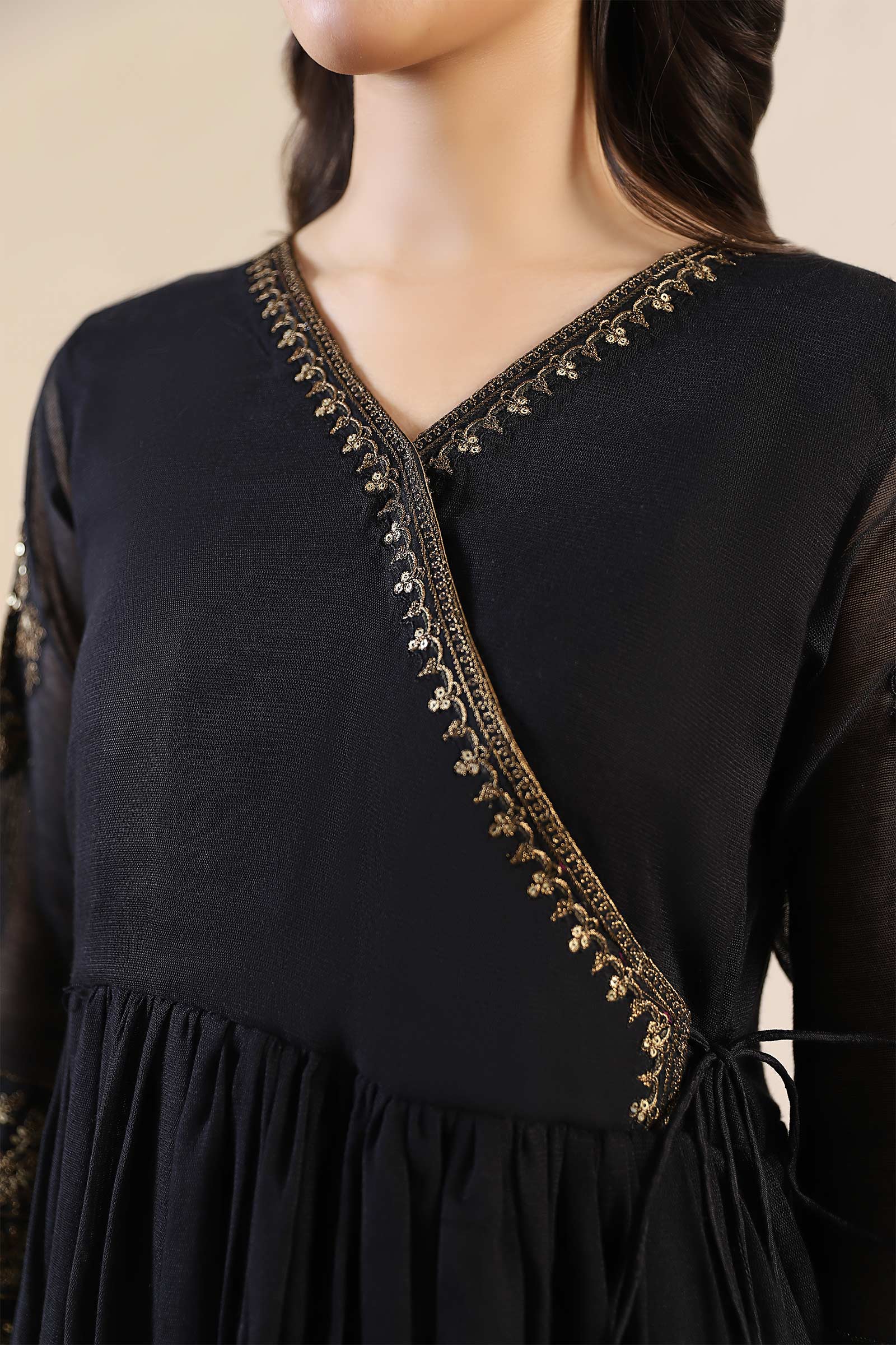 Embroidered Cotton Net Angrakha - Image 6