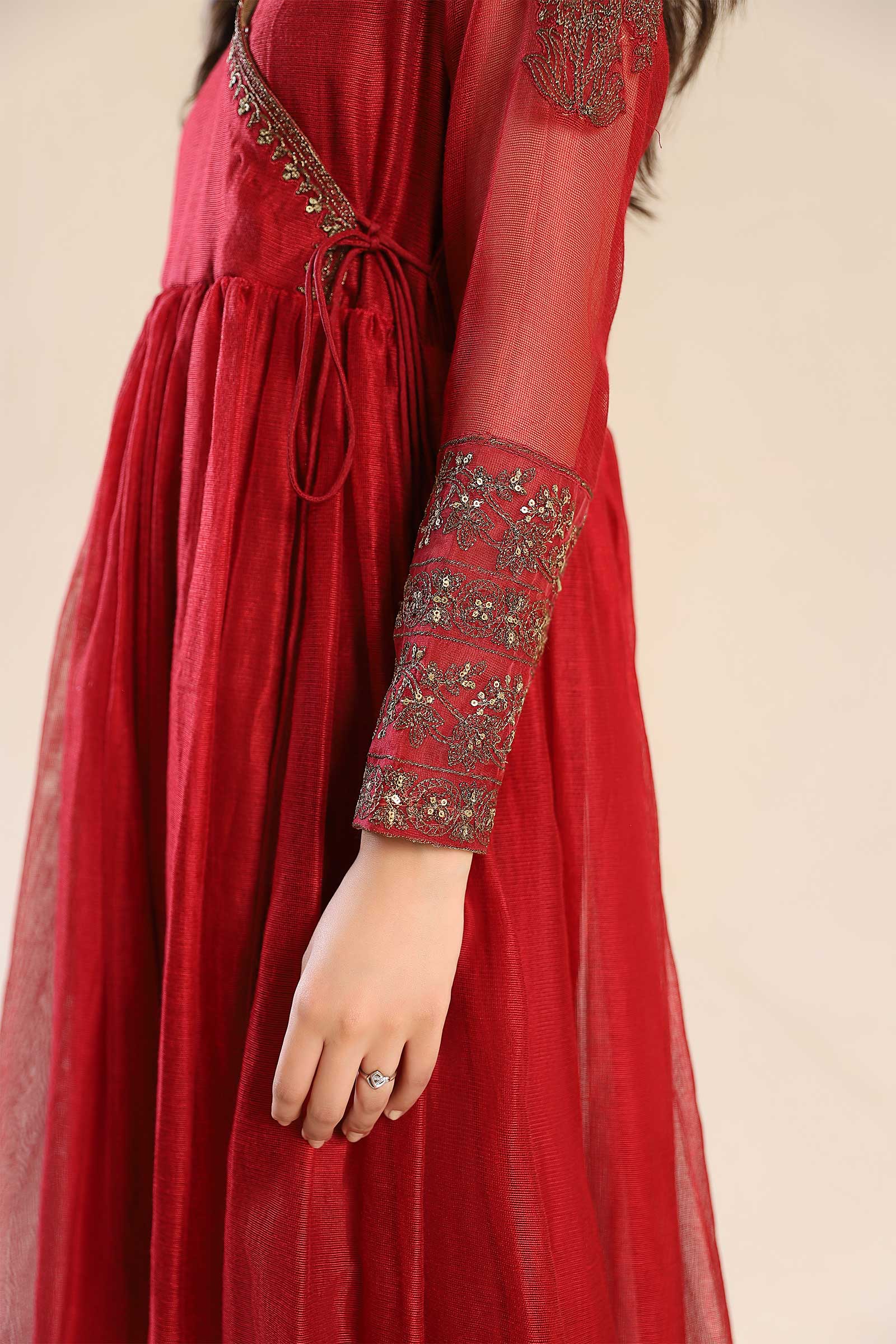 Embroidered Cotton Net Angrakha - Image 10