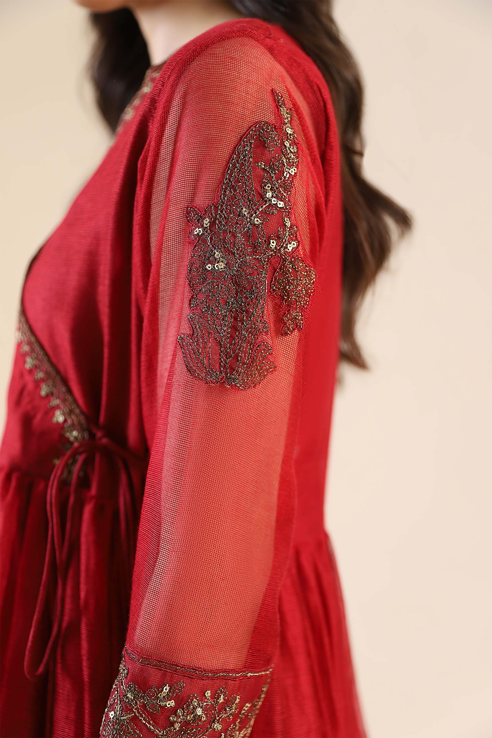 Embroidered Cotton Net Angrakha - Image 13