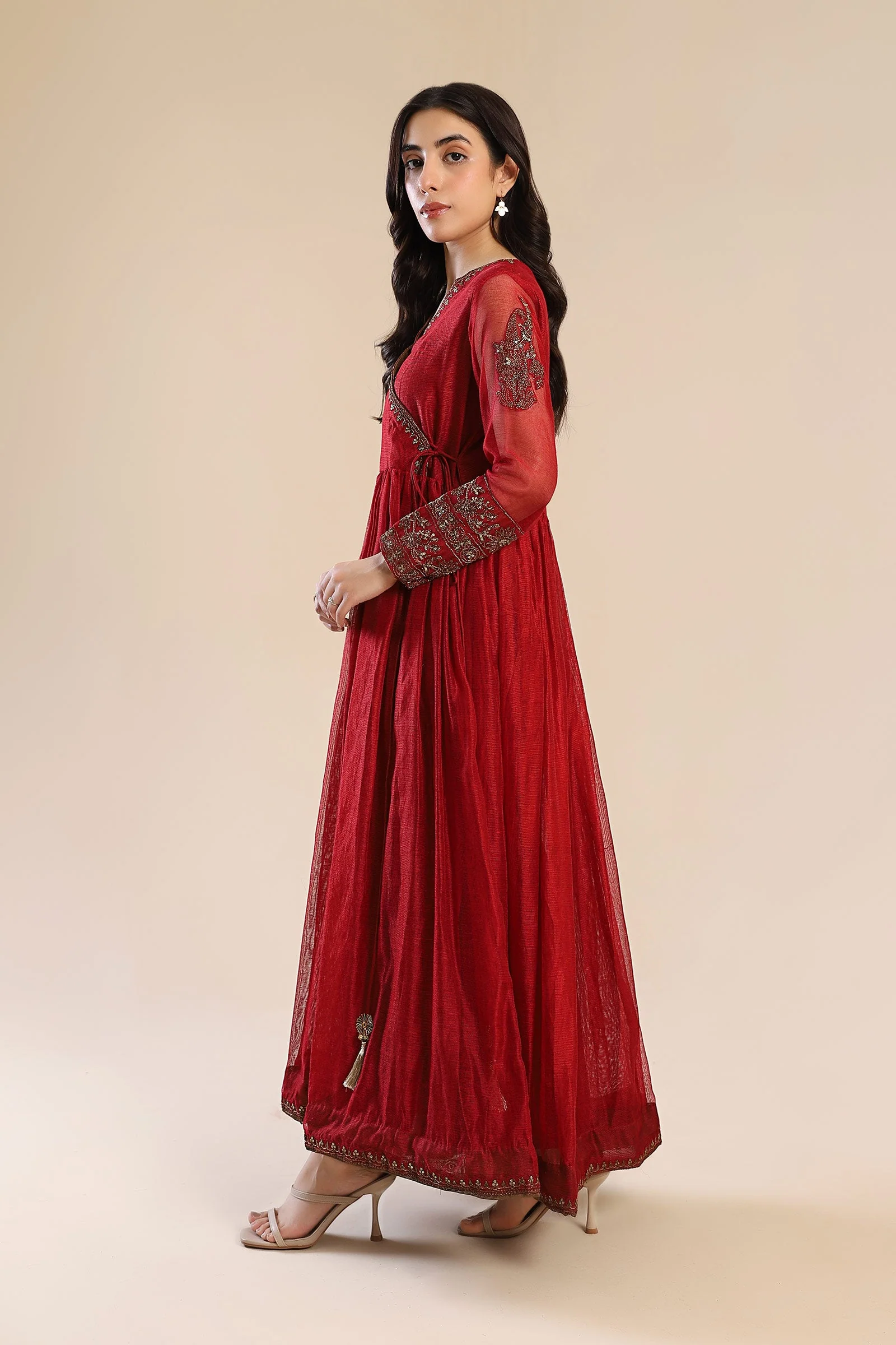 Embroidered Cotton Net Angrakha - Image 14