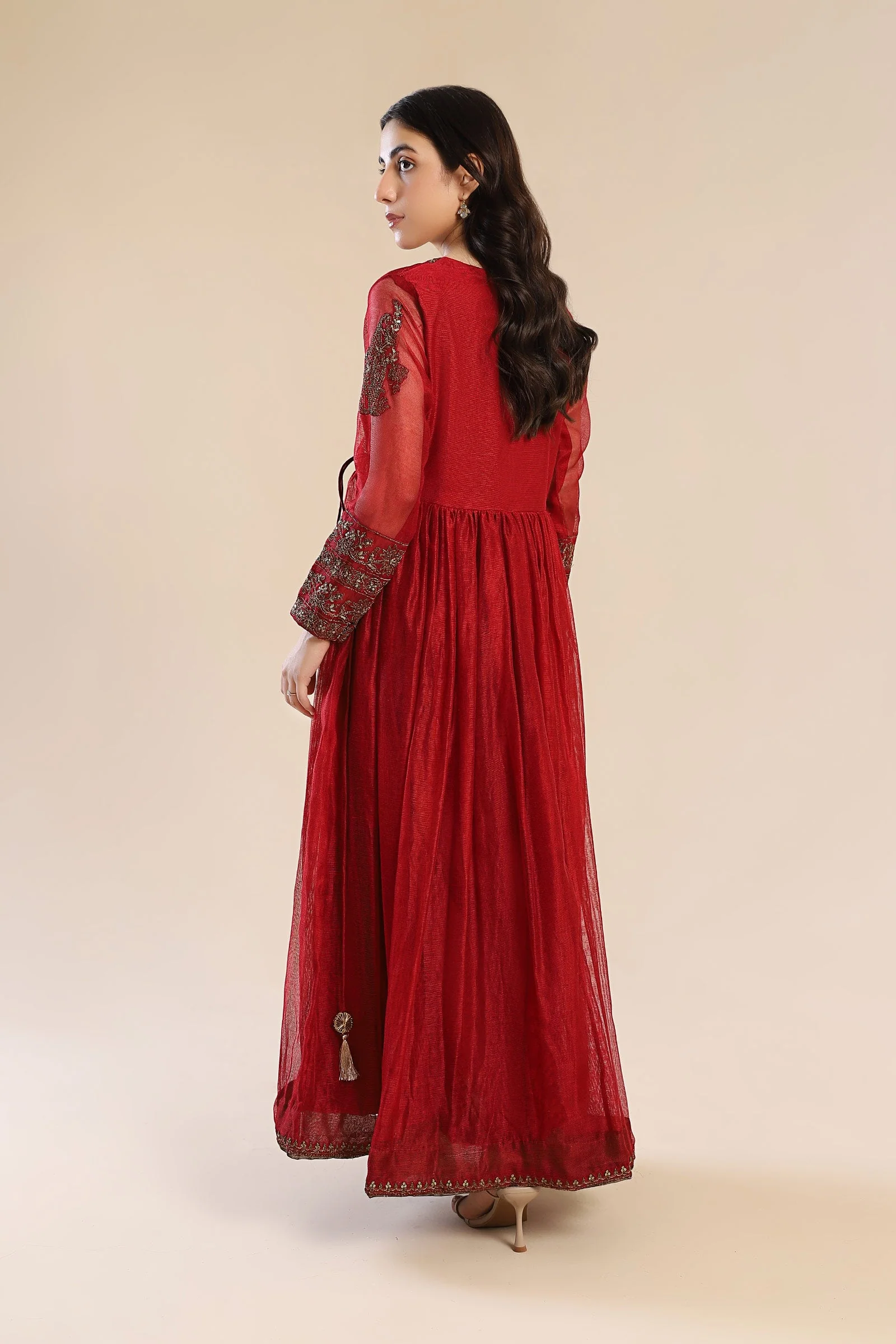 Embroidered Cotton Net Angrakha - Image 15