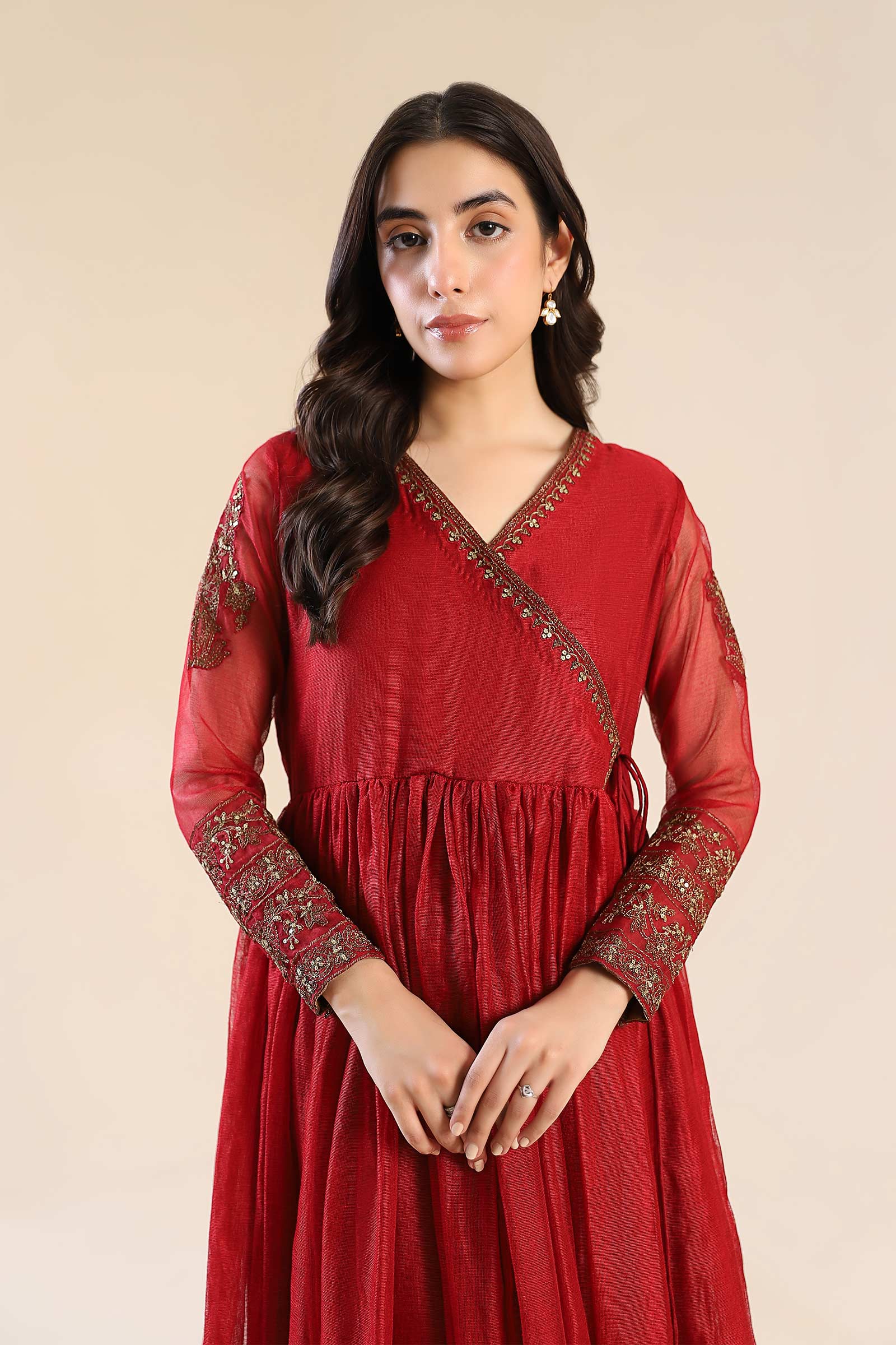 Embroidered Cotton Net Angrakha - Image 7