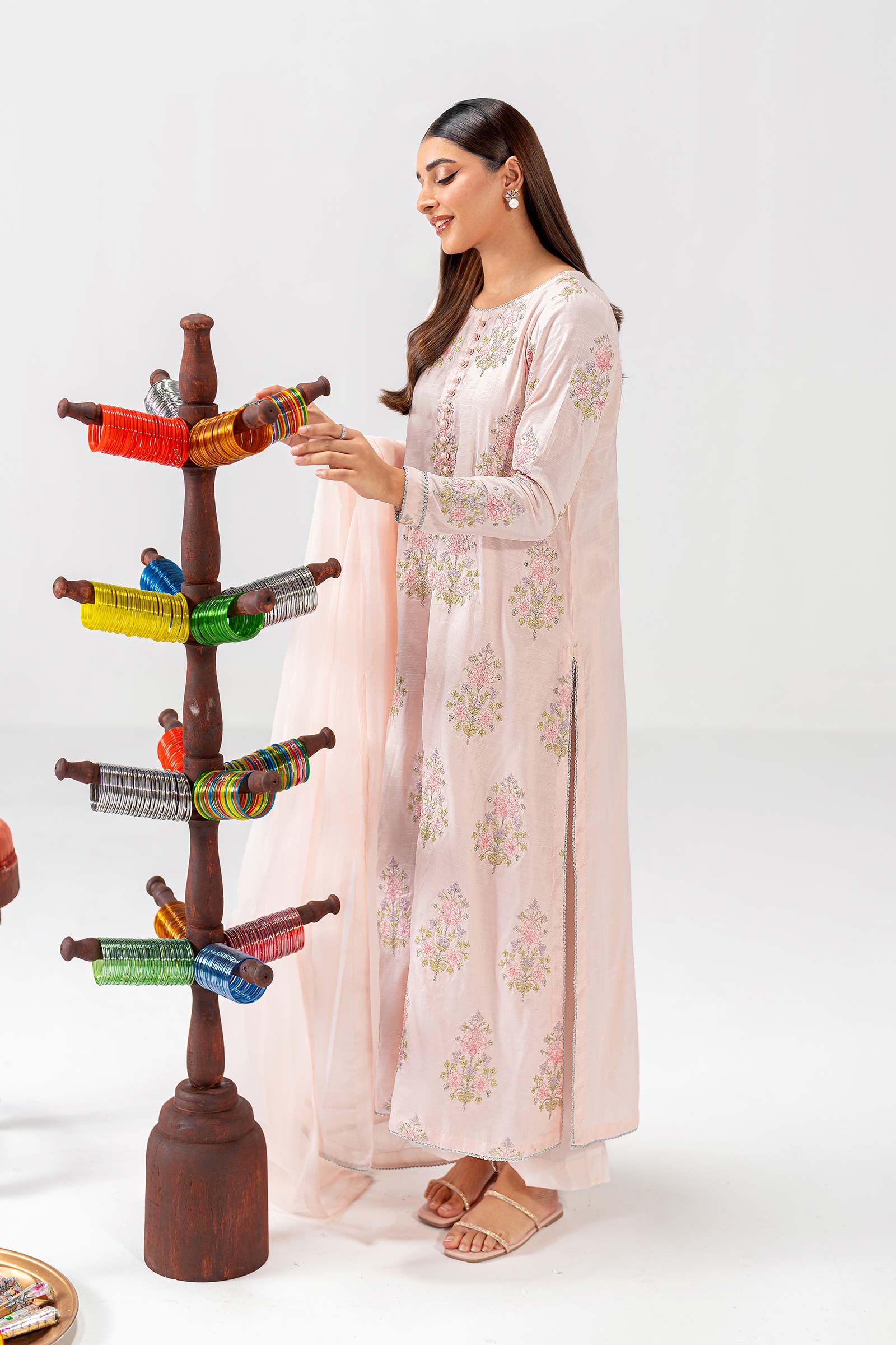2 Pc Embroidered Raw Silk Suit