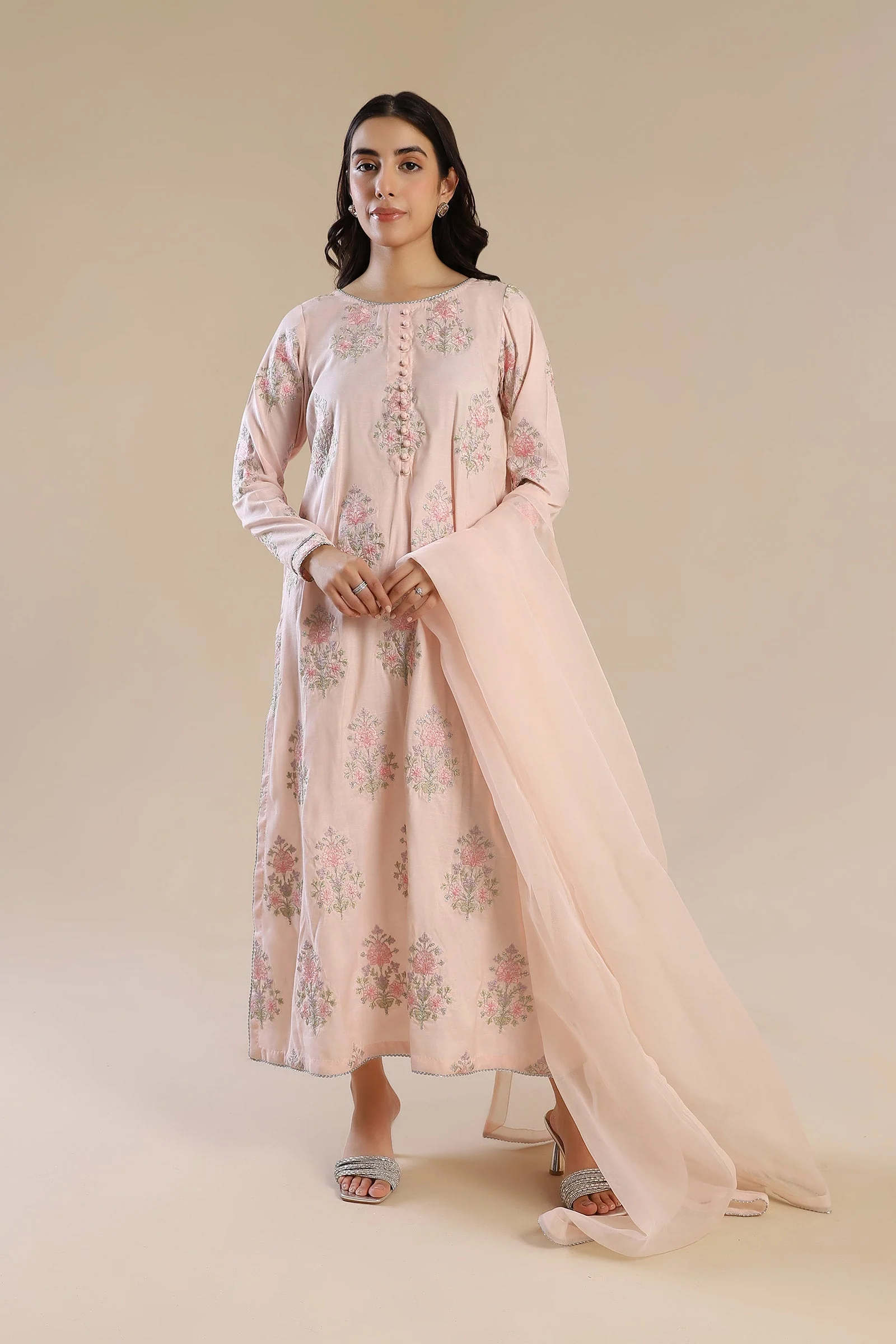 2 Pc Embroidered Raw Silk Suit - Image 5