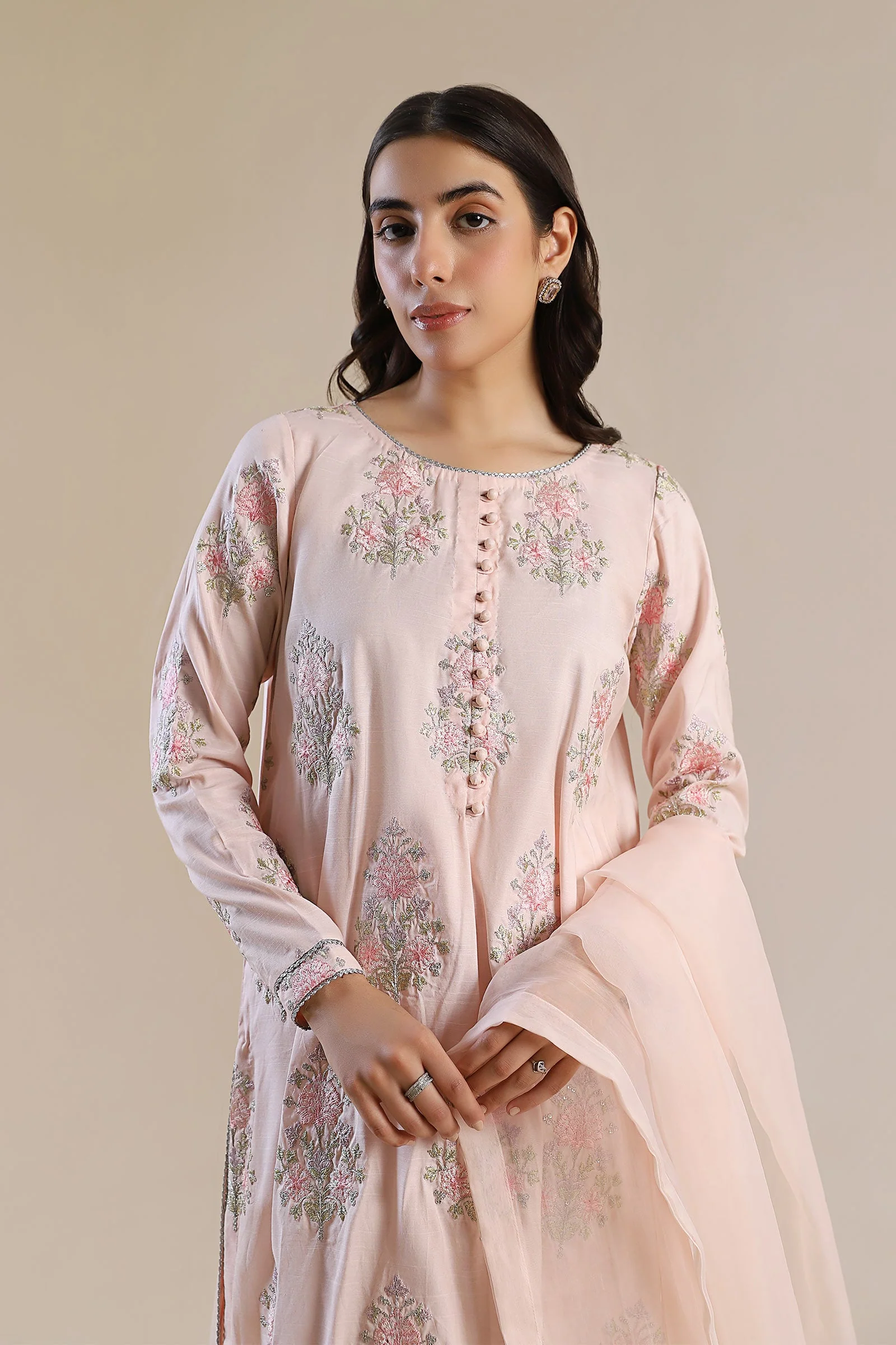 2 Pc Embroidered Raw Silk Suit - Image 6