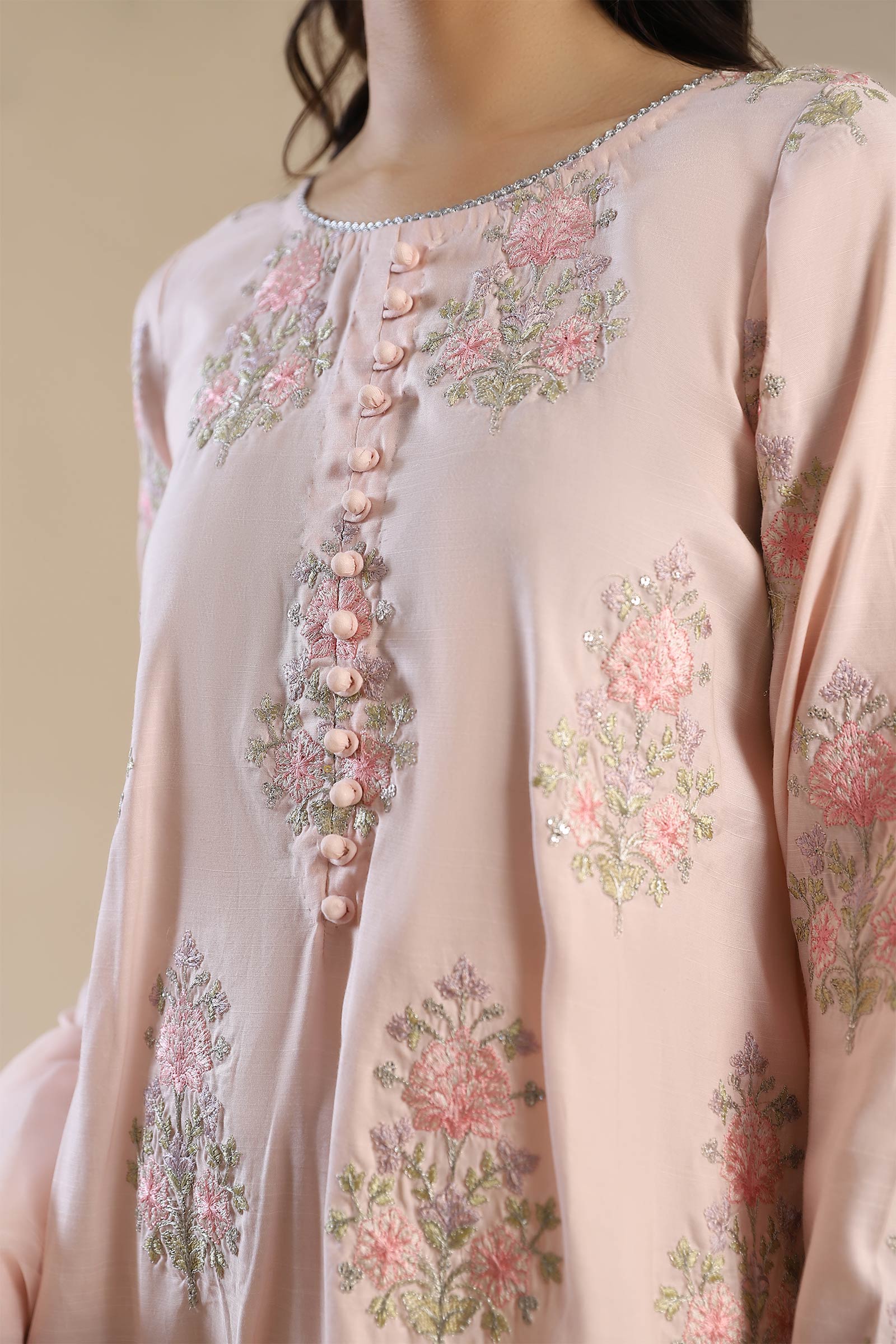 2 Pc Embroidered Raw Silk Suit - Image 8