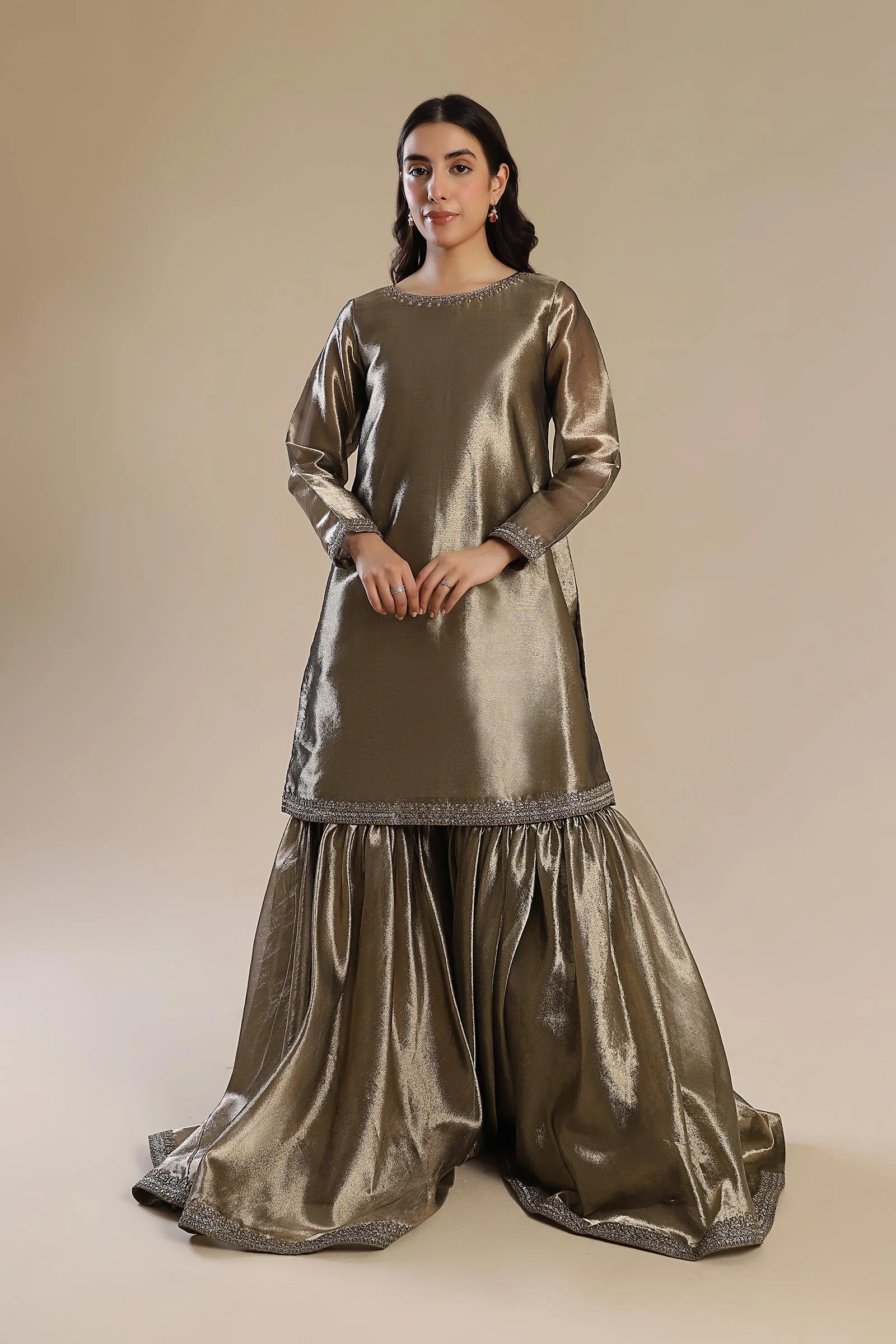 2 Pc Embroidered Tissue Suit - Image 4