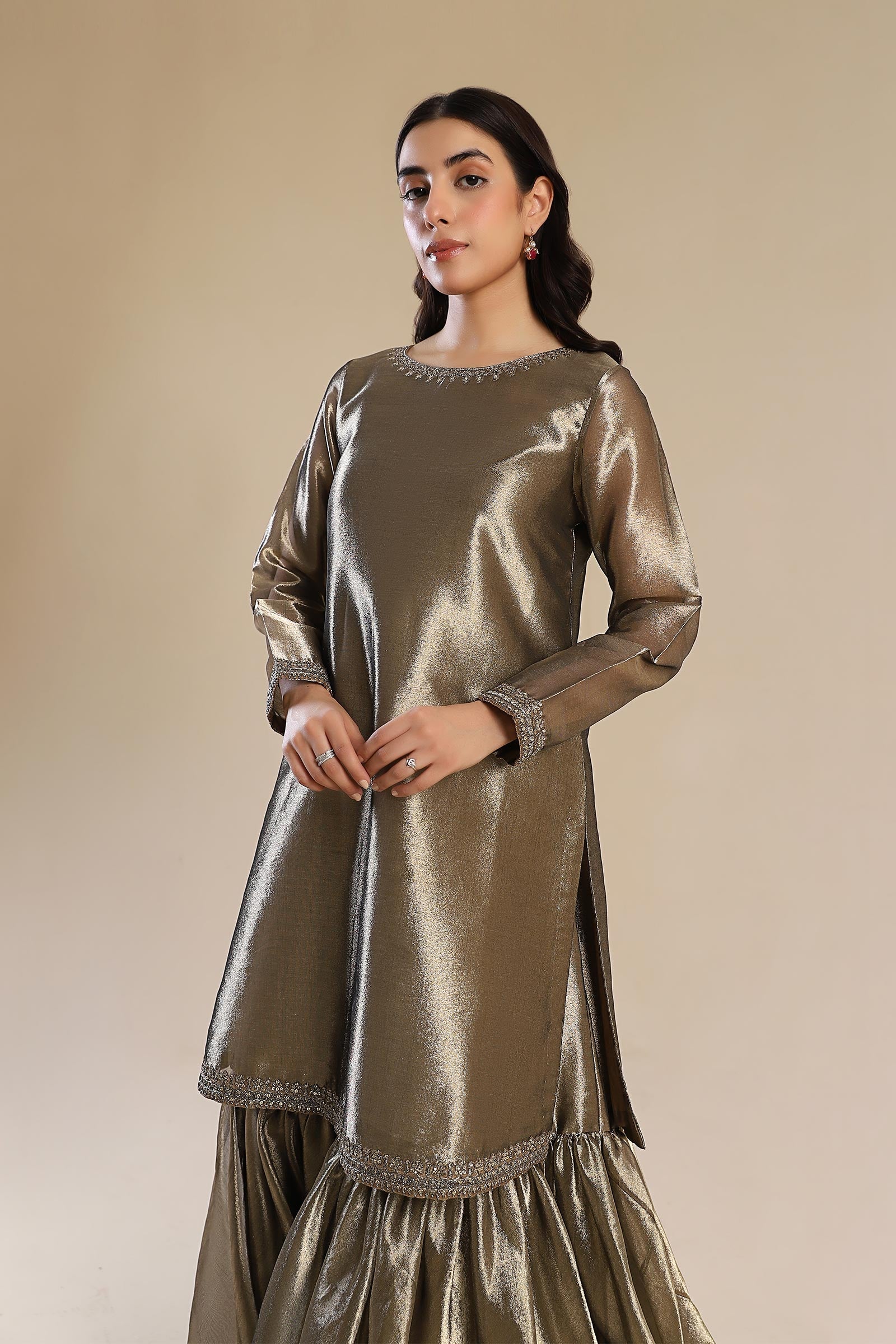 2 Pc Embroidered Tissue Suit - Image 5