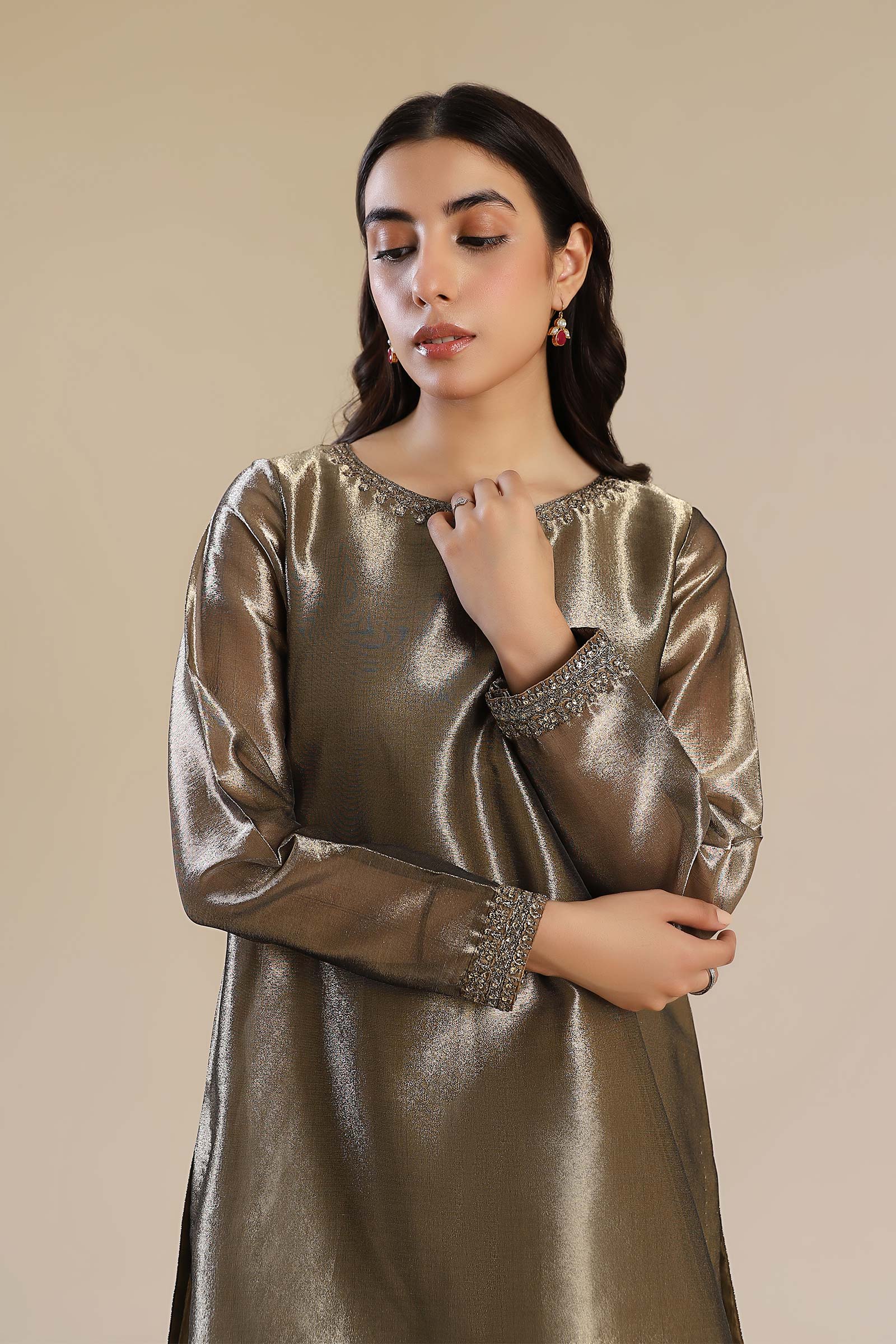 2 Pc Embroidered Tissue Suit - Image 6