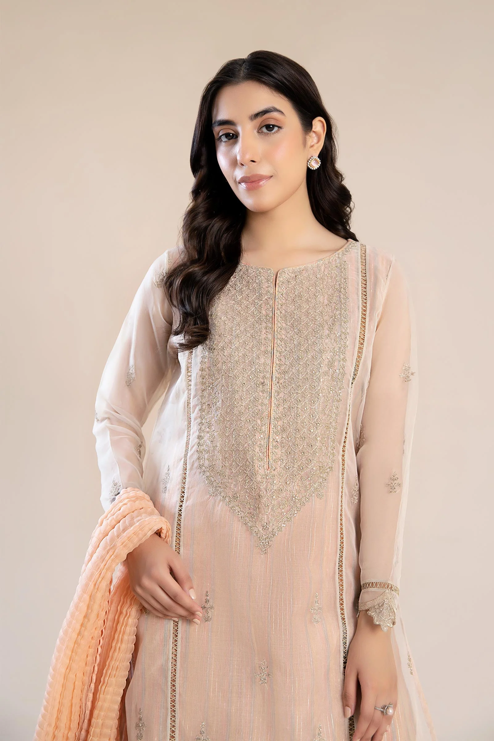 3 Pc Embroidered Organza Suit - Image 2