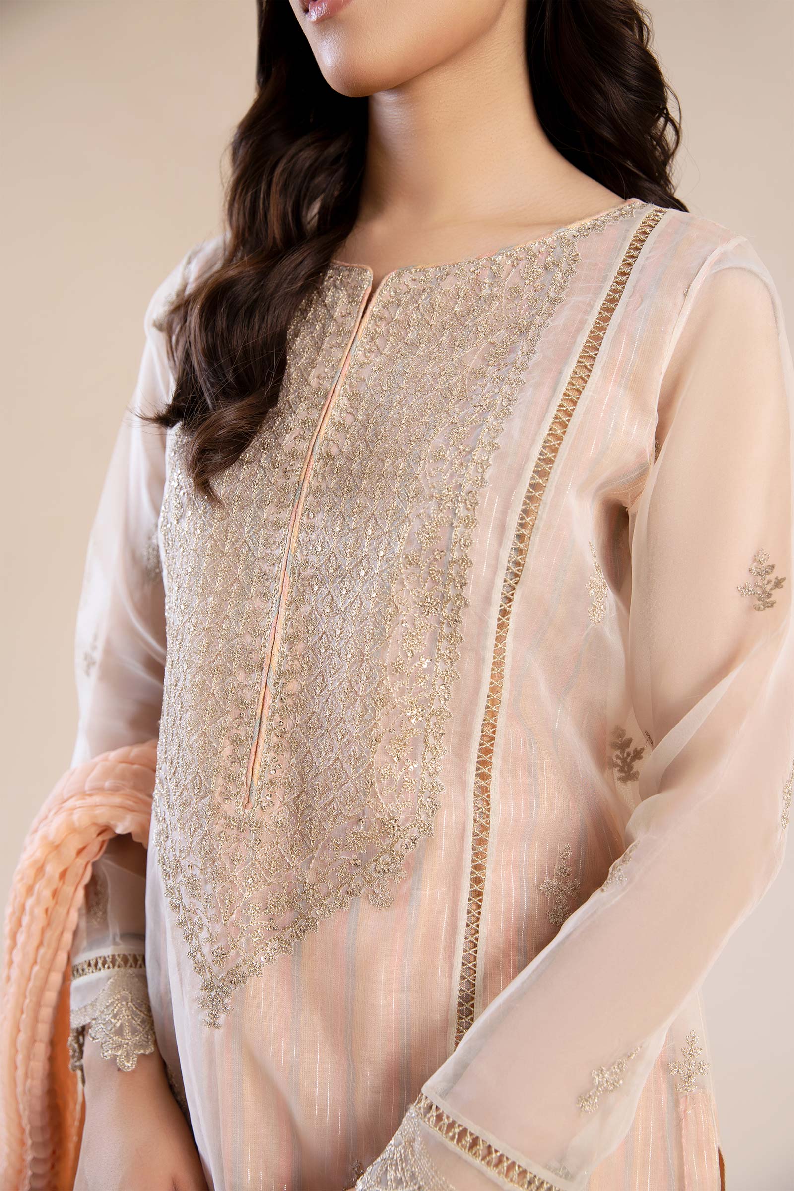 3 Pc Embroidered Organza Suit - Image 4