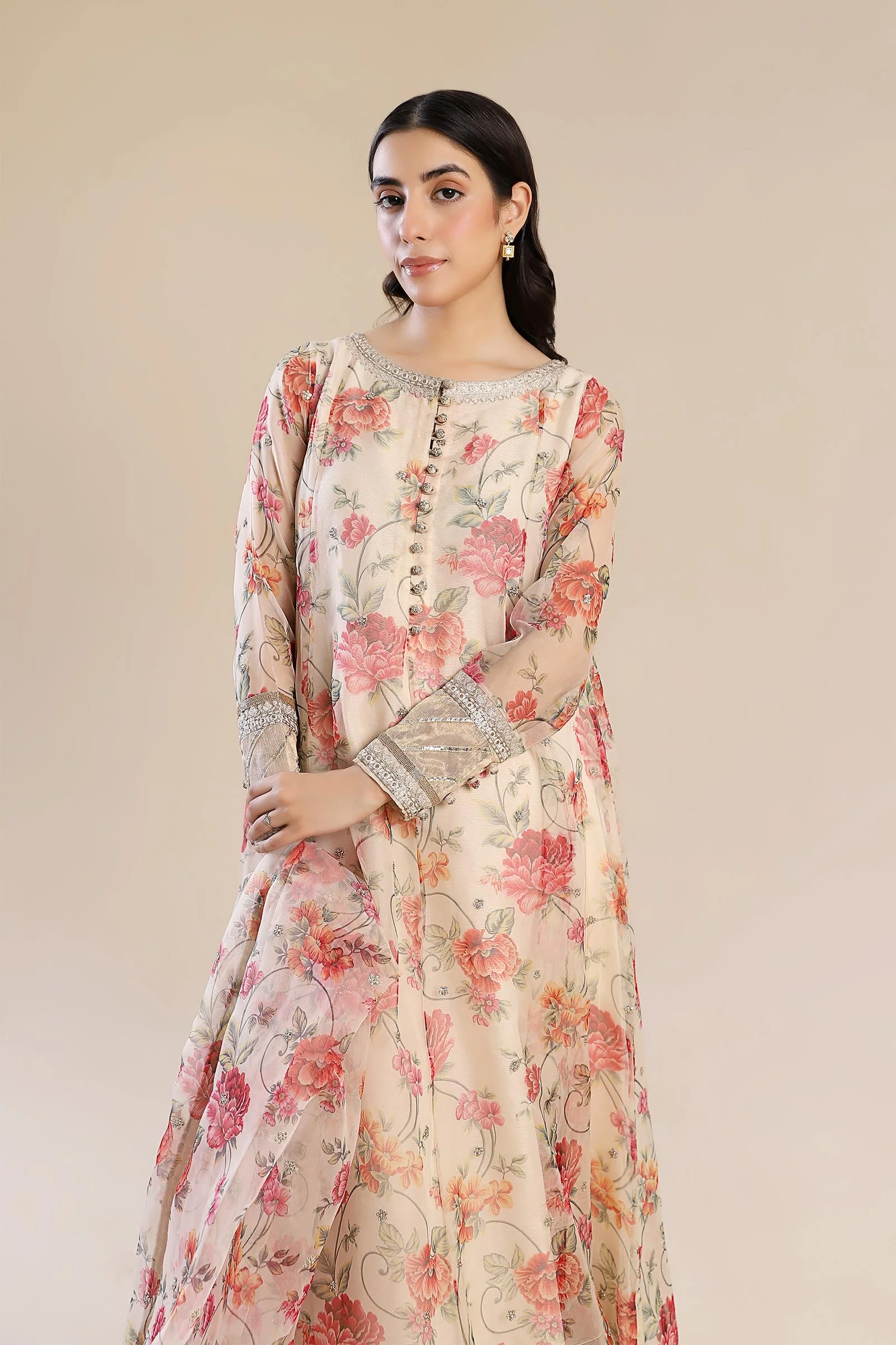 2 Pc Printed Organza Suit - Image 2